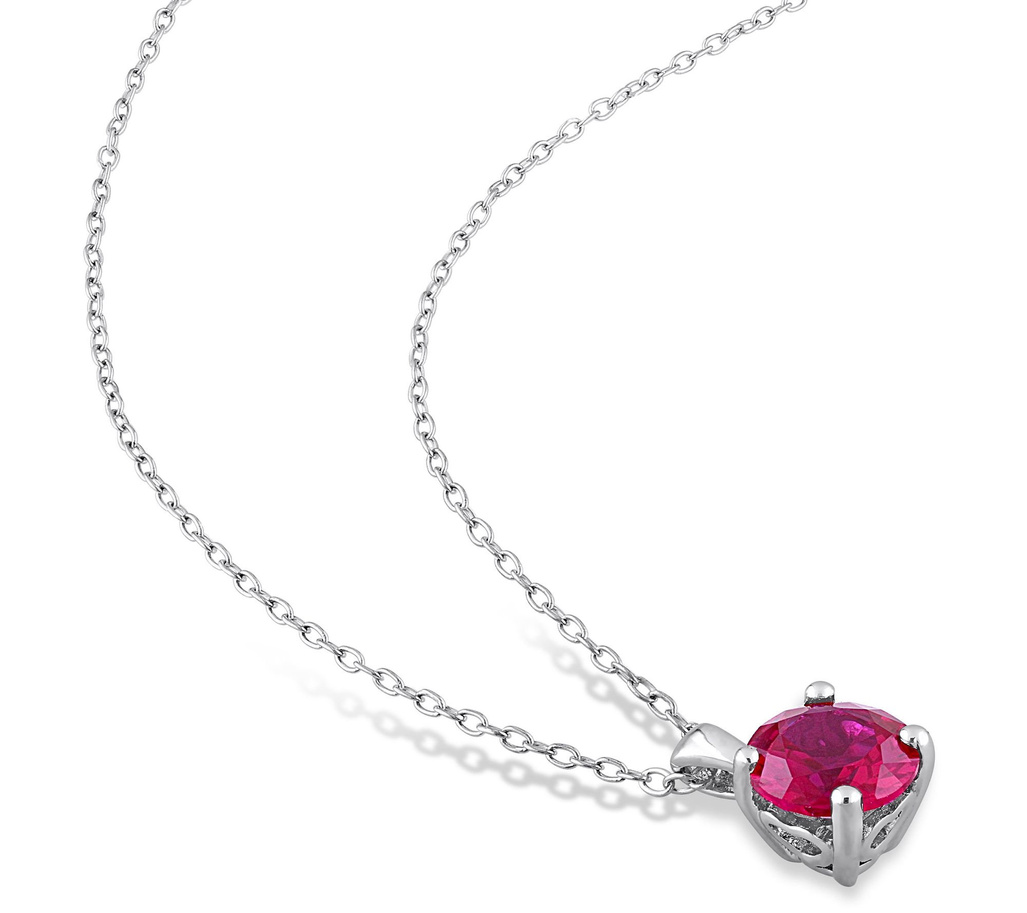 Sterling Silver 4.80 cttw Created Ruby Earring & Necklace Set