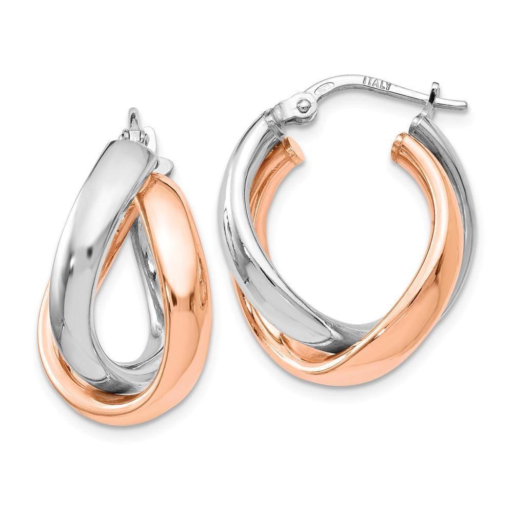 Leslie&s Sterling Silver Rose Gold-Plated Double Hoop Earrings