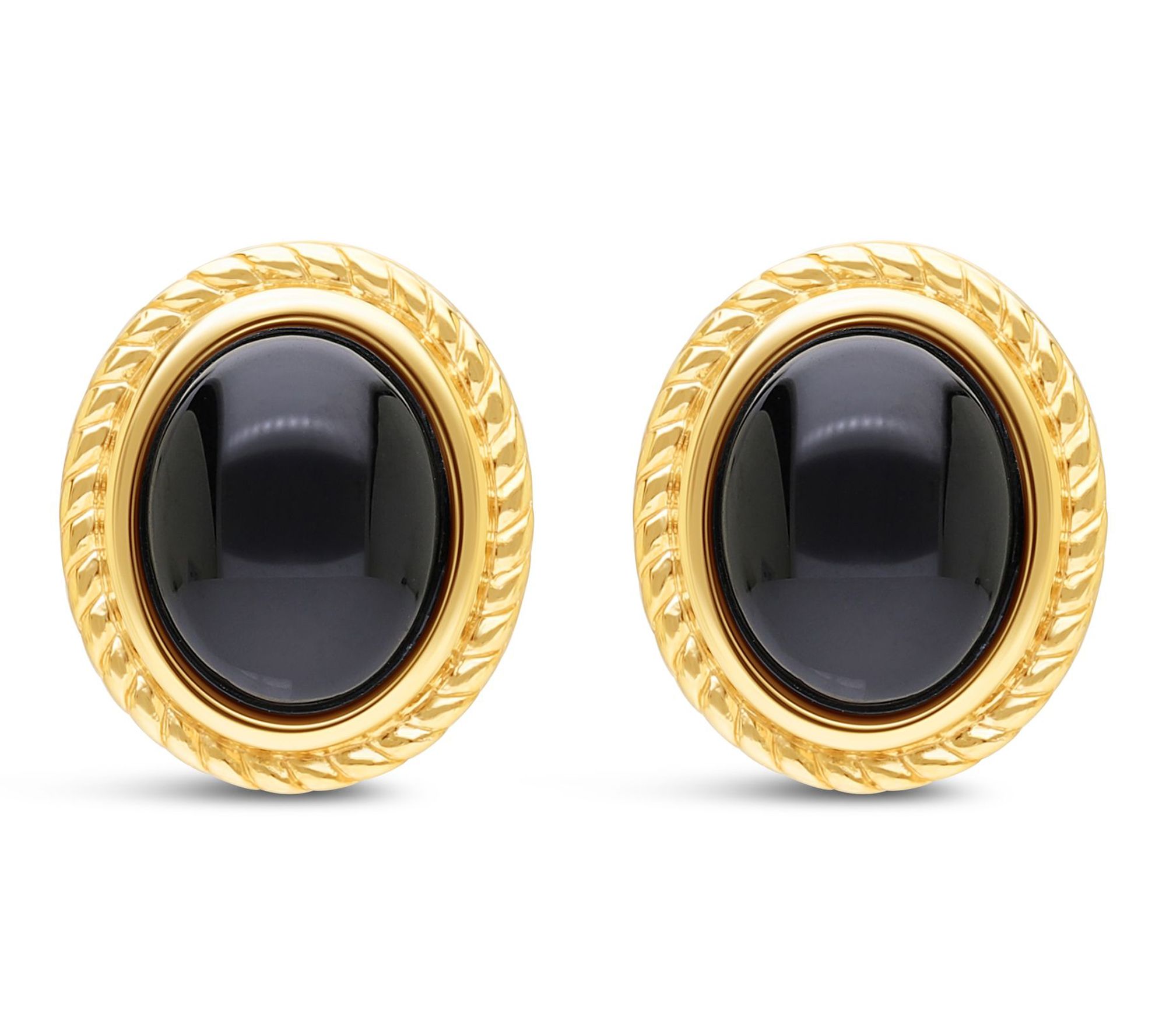 Ariva Sterling Silver Arden Oval Onyx Button Earrings