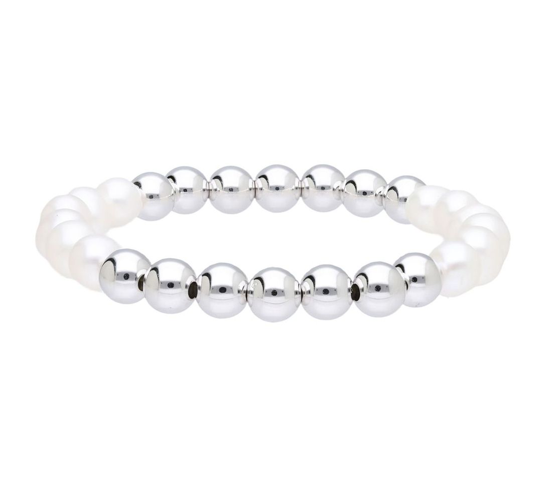 Elyse Ryan Sterling Silver Bead & Cultured Pearl Bracelet
