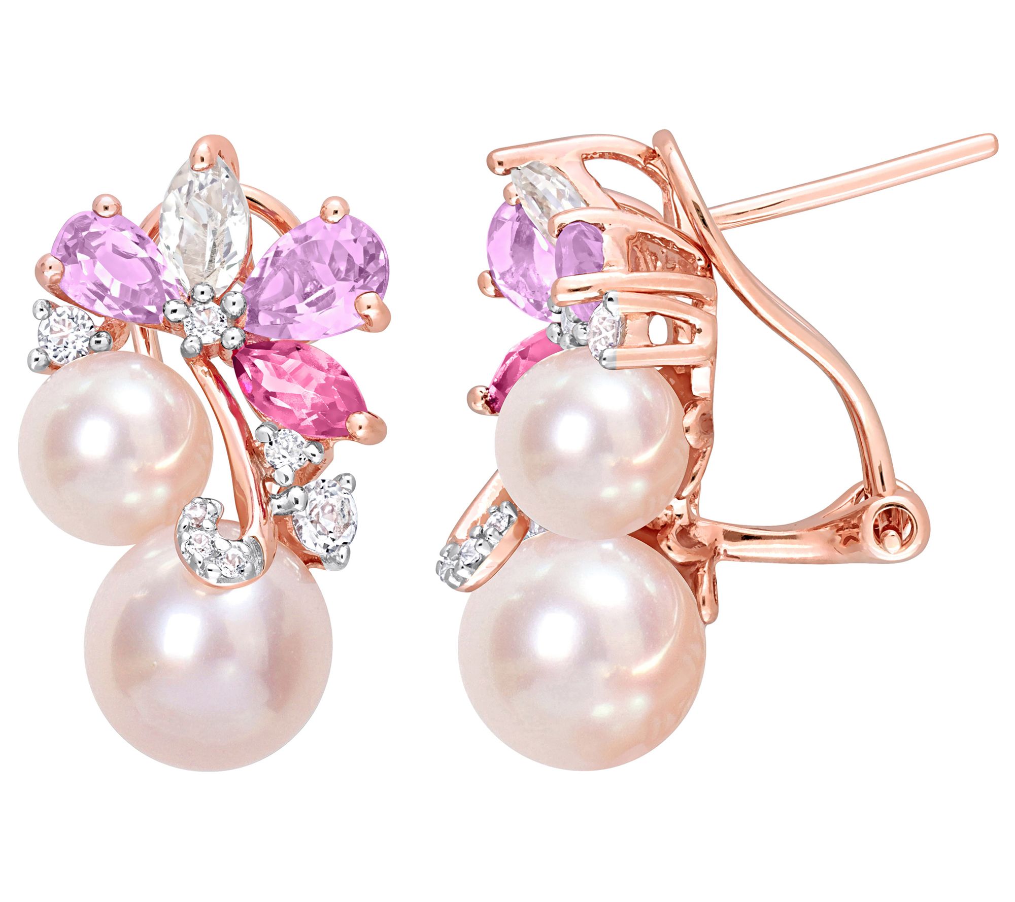 Affinity Cultured Pearl & Multi-Gemstone Earrings, Sterling