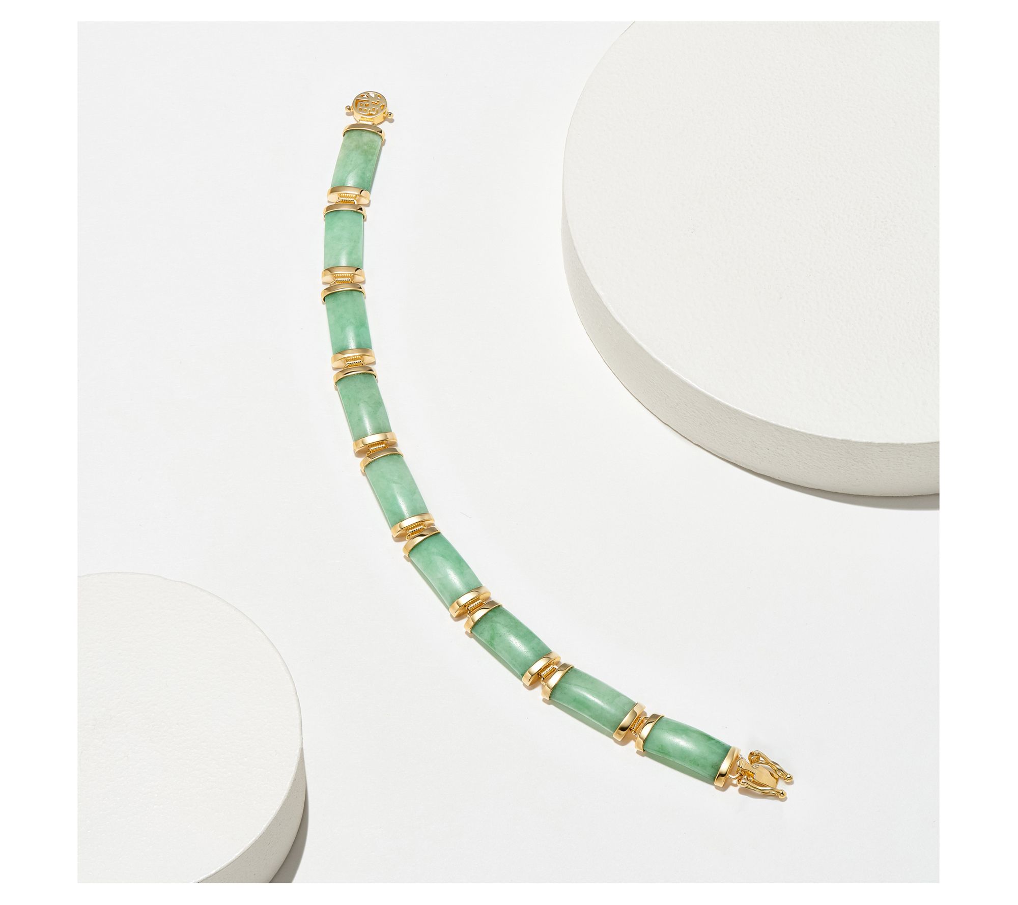 18K Gold Plated Rectangle Jade Link Bracelet