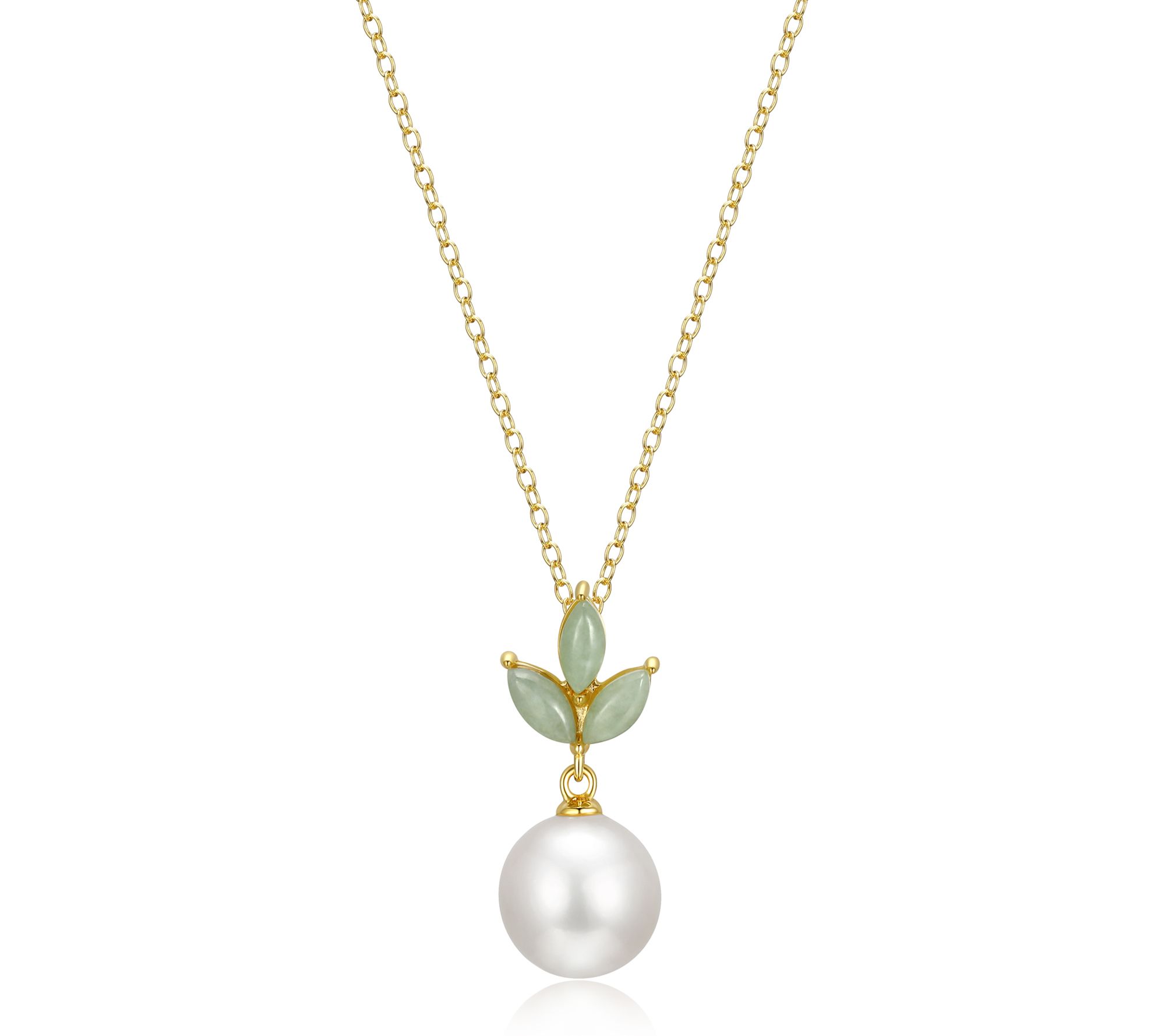 Affinity Cultured Pearl & Jade Earring NecklaceSet, 18k Plate