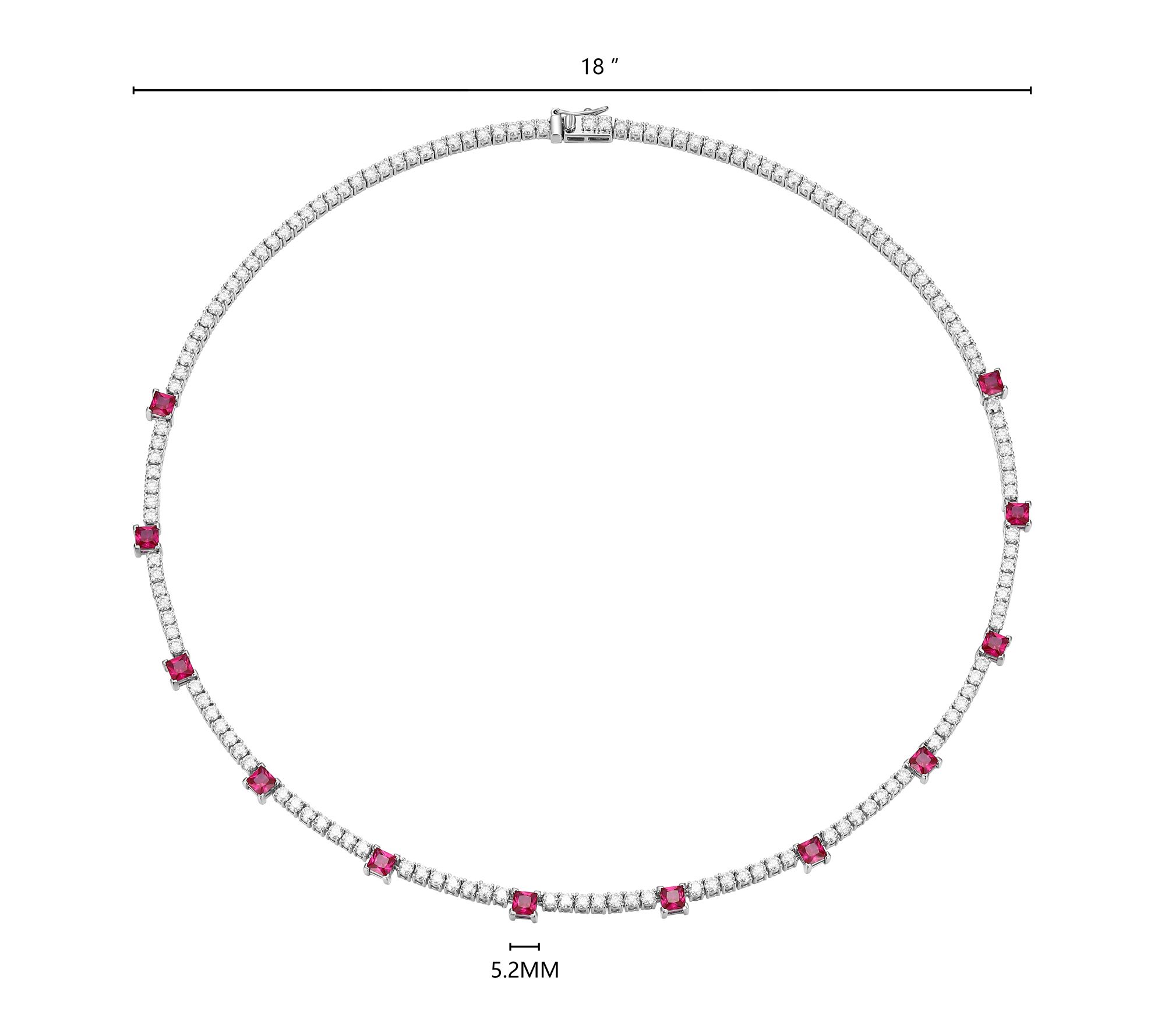 Ruby & Moissanite Necklace, Rhodium Plated Sterling Silver