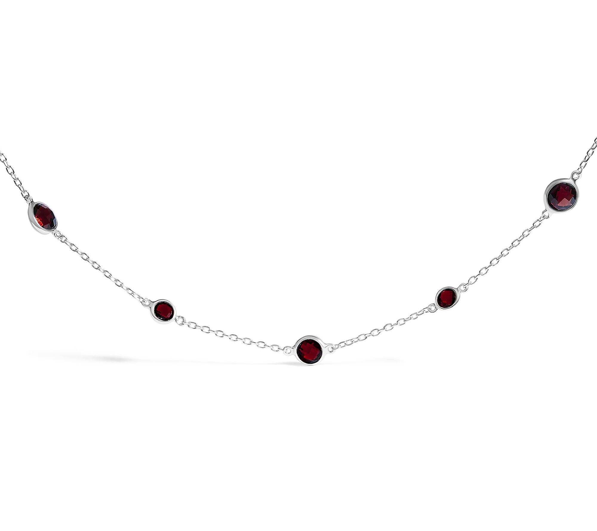 Haus of Brilliance Red Garnet Station Necklace,Sterling