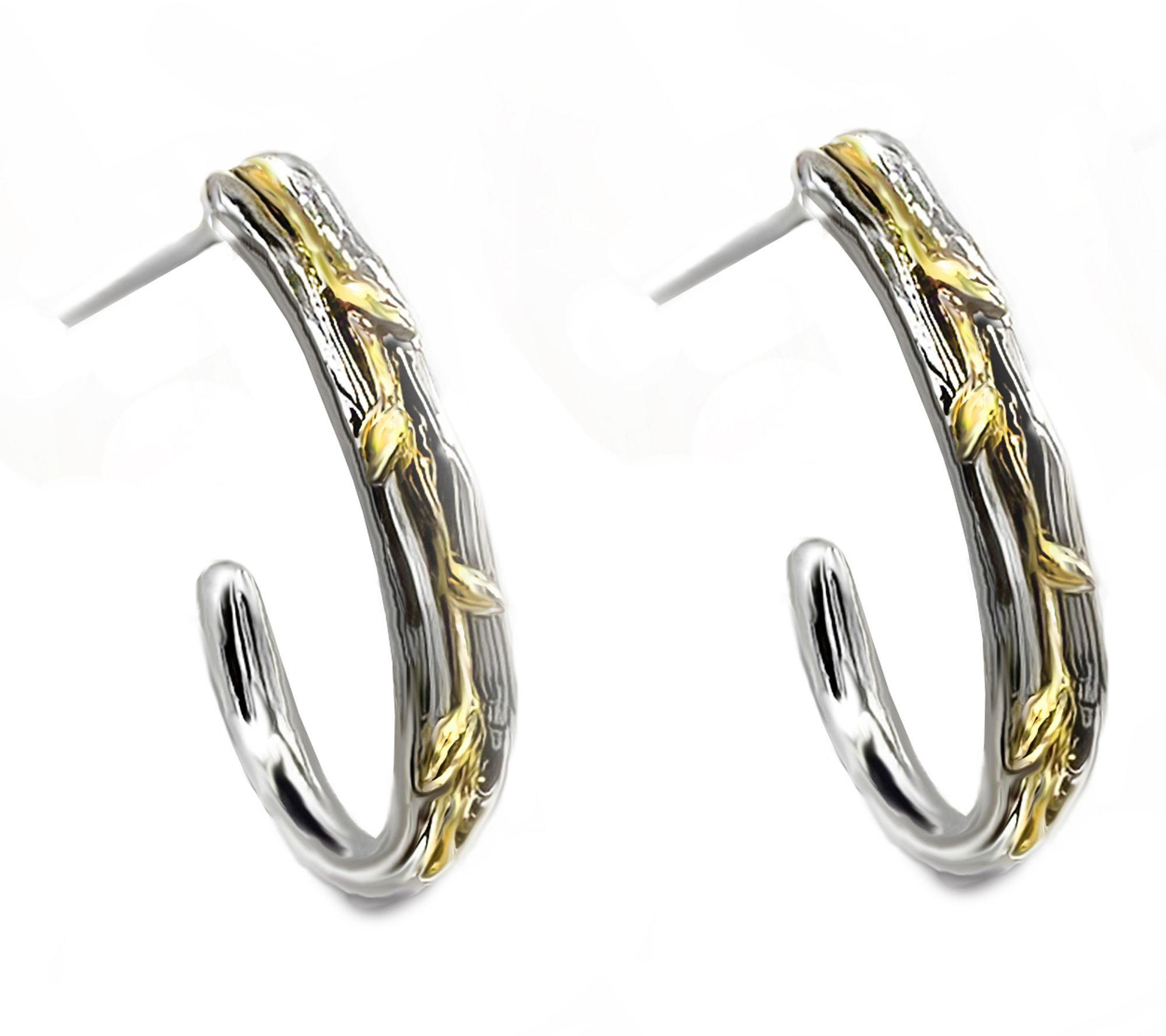 Hagit Sterling & 14K Gold Laurel Bay Wreath Hoop Earrings