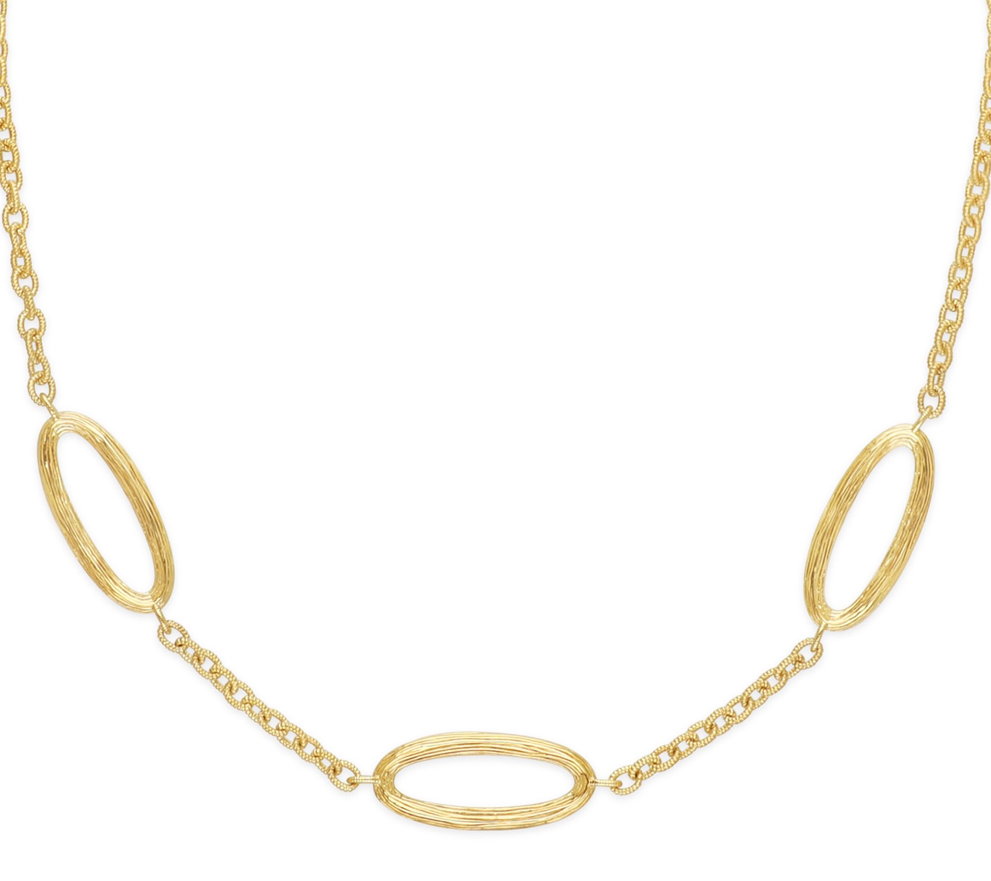 Ariva 18K Gold Clad Silk Textured Oval StationNecklace