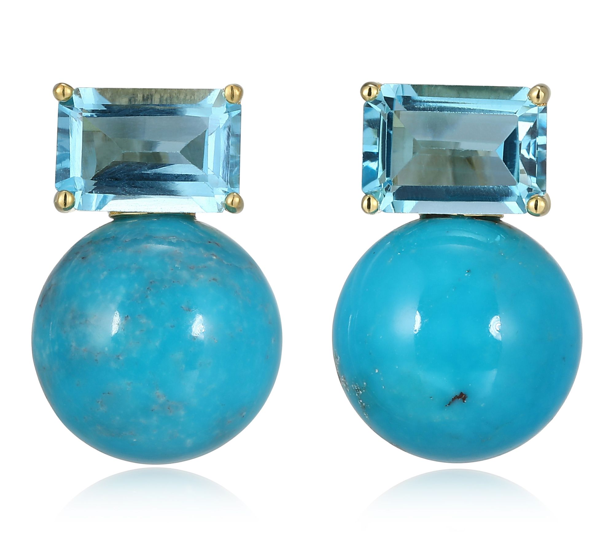 Affinity Gems Turquoise & Blue Topaz Earrings,18k Gold Plated
