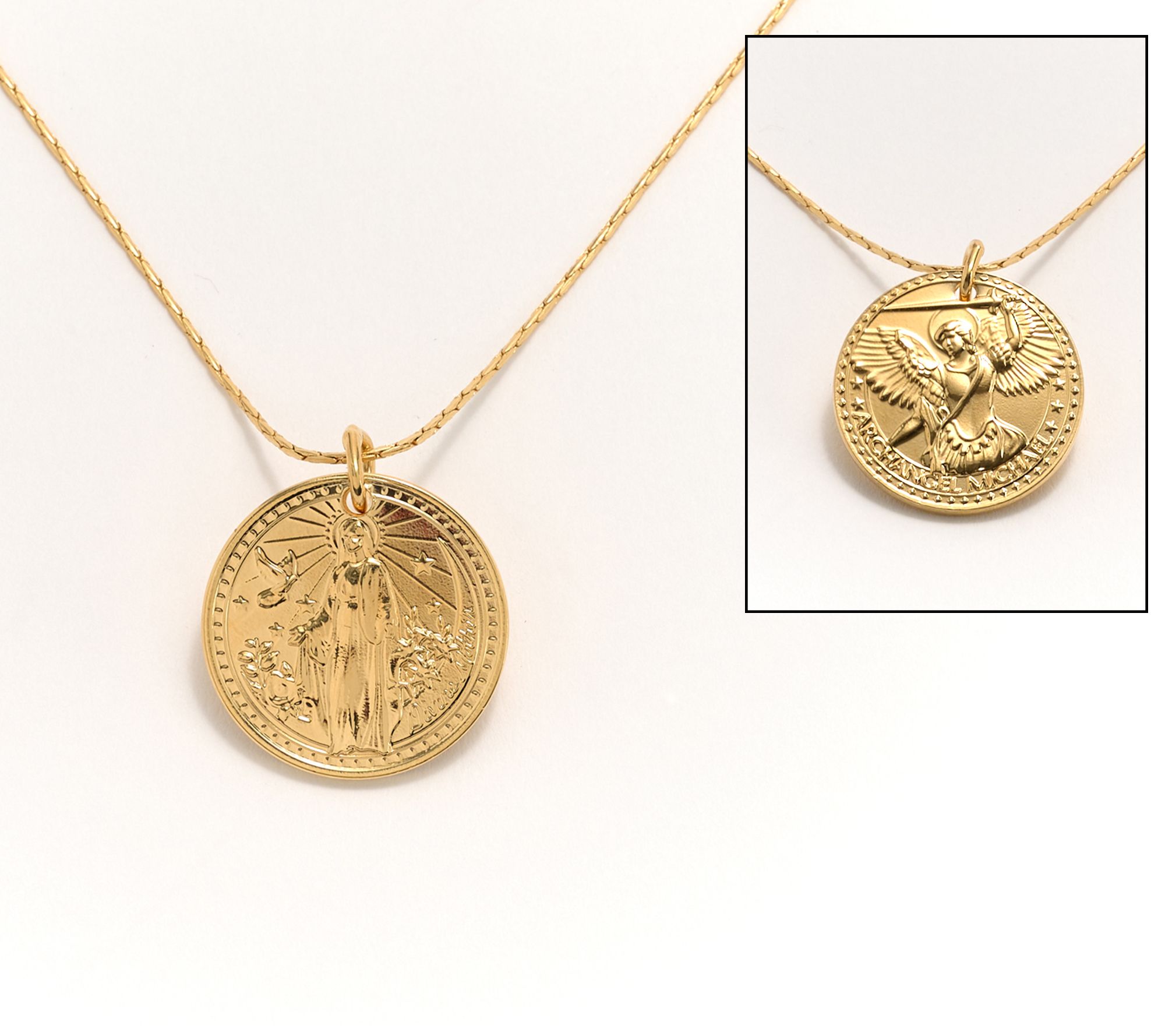 Divinely Guided by Theresa Caputo Saint Michael & Mary Necklace,Gldtne