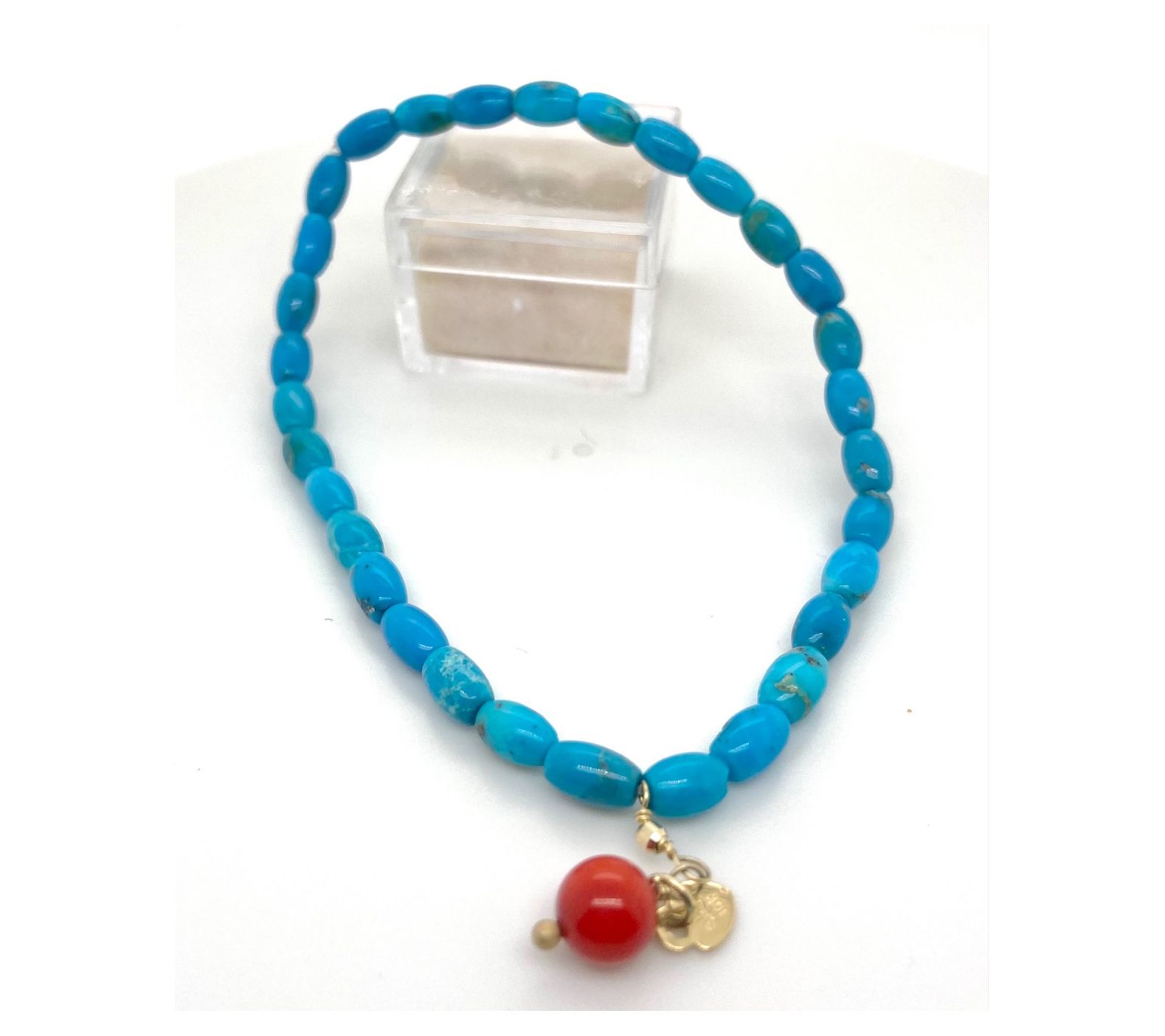 Alkeme 10K Gold Turquoise & Coral Charm Stretch Bracelet