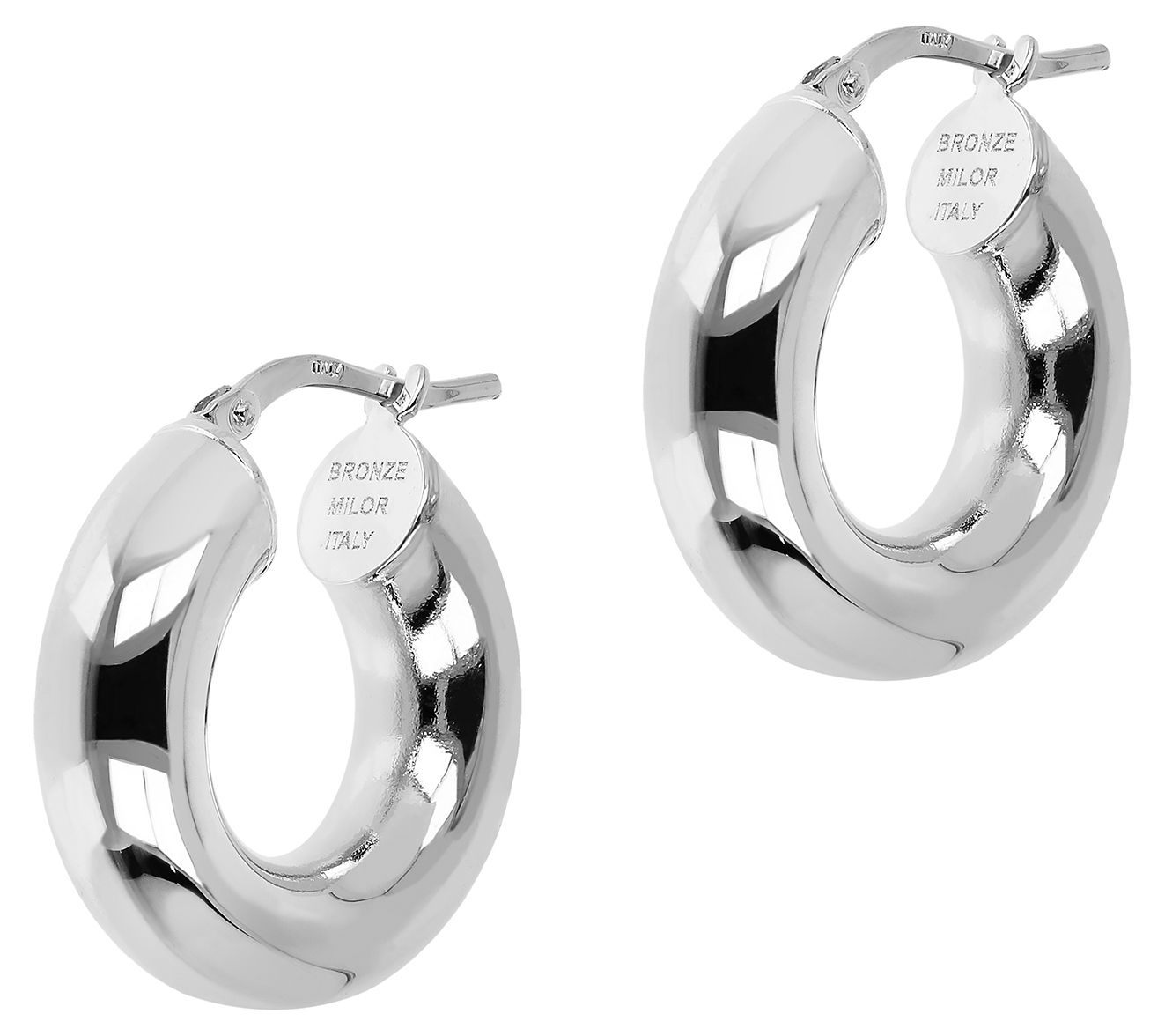 Bronzo Italia Polished Round Hoop Earrings