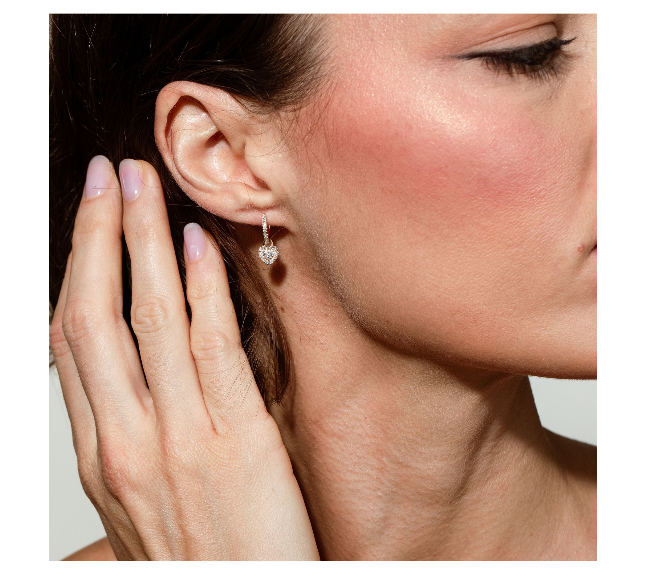 Affinity Diamonds 0.35 cttw Heart Charm Hoop Earrings,14K Gol