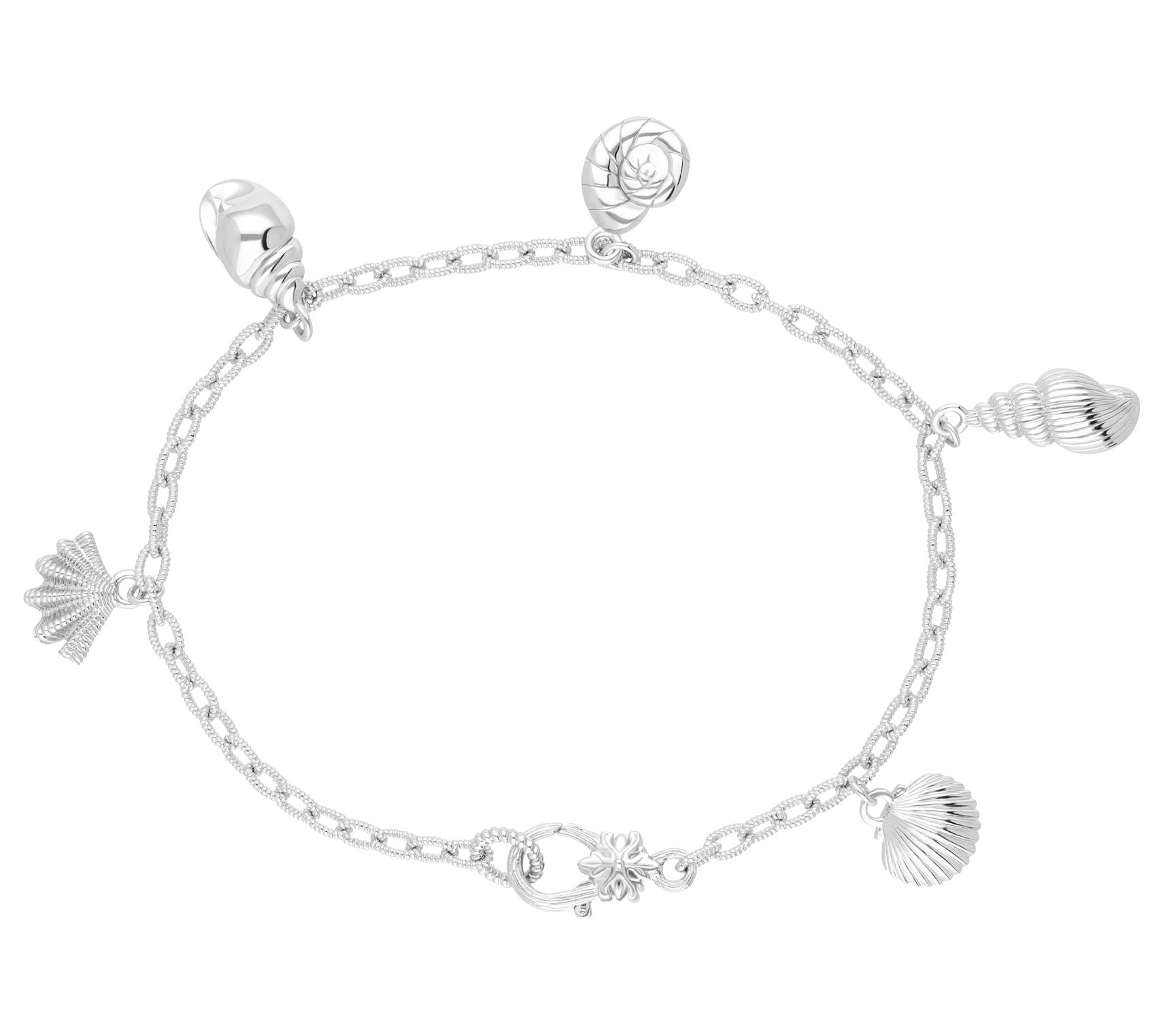 Ariva Sterling Silver Seashell Charm Bracelet