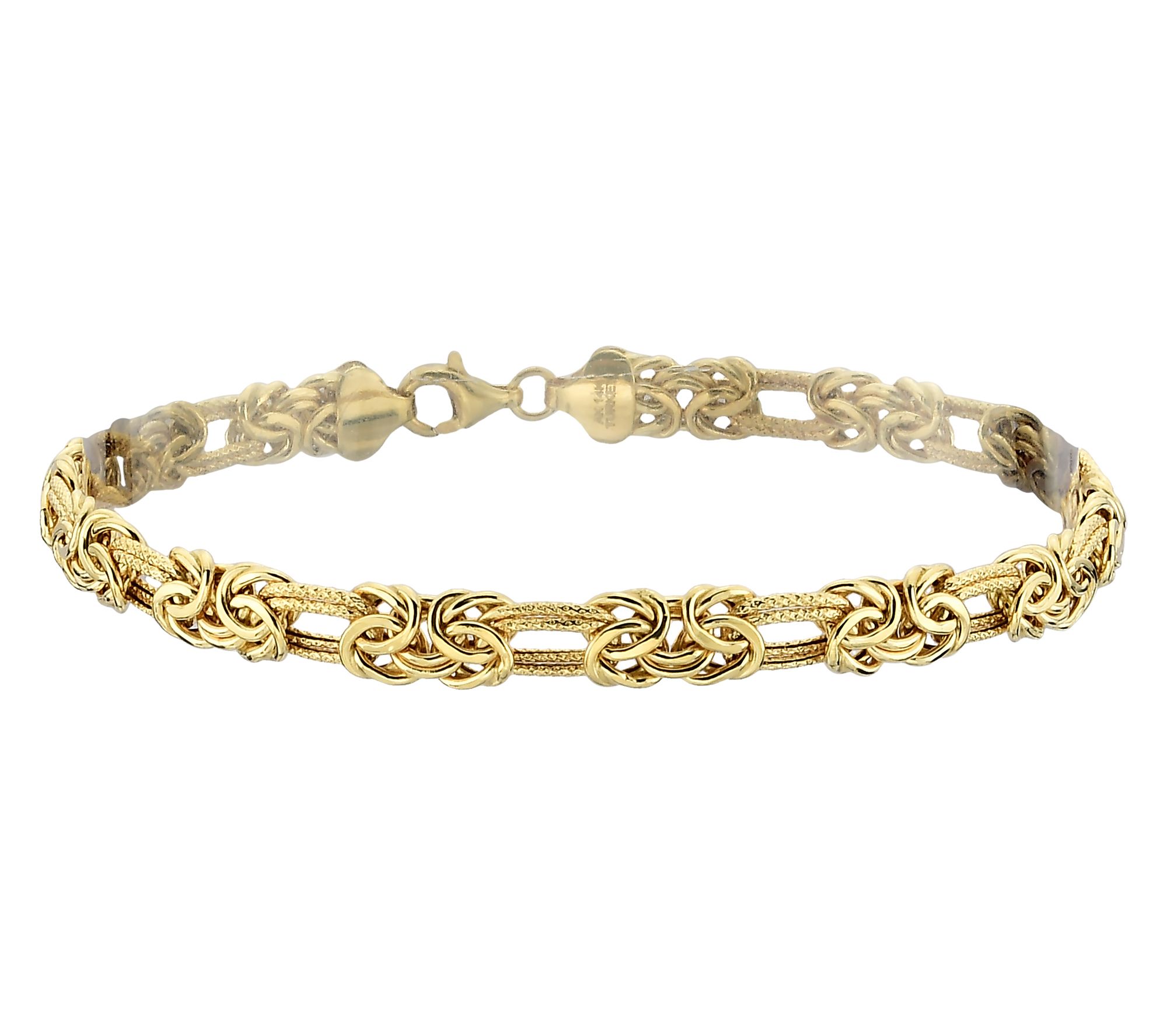Adorna 14K Gold Byzantine & Double Oval Link Textured Bracelet