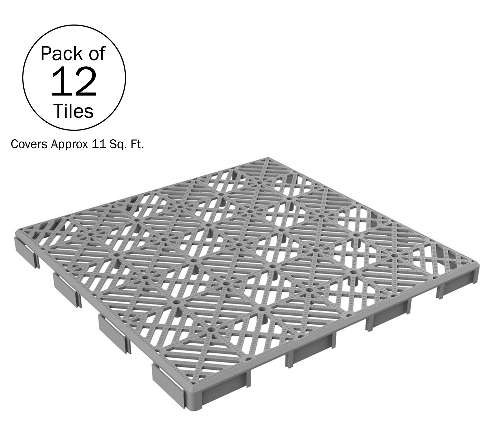 Pure Garden 12-Pack Deck Tiles Interlocking Patio Tiles