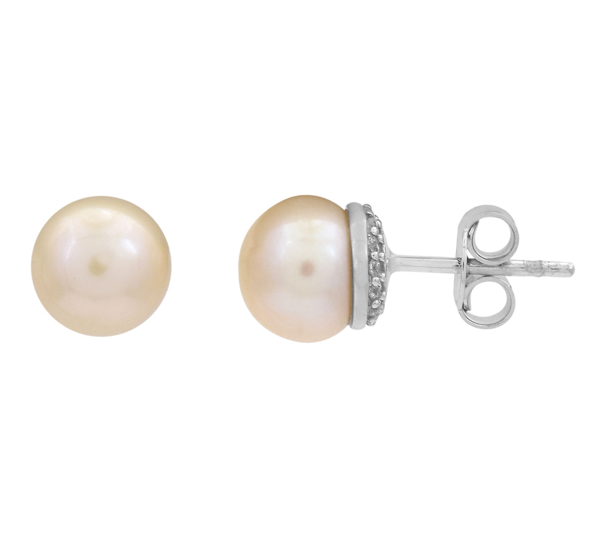 Affinity Cultured Pearls Button Earrings, Sterling Silver