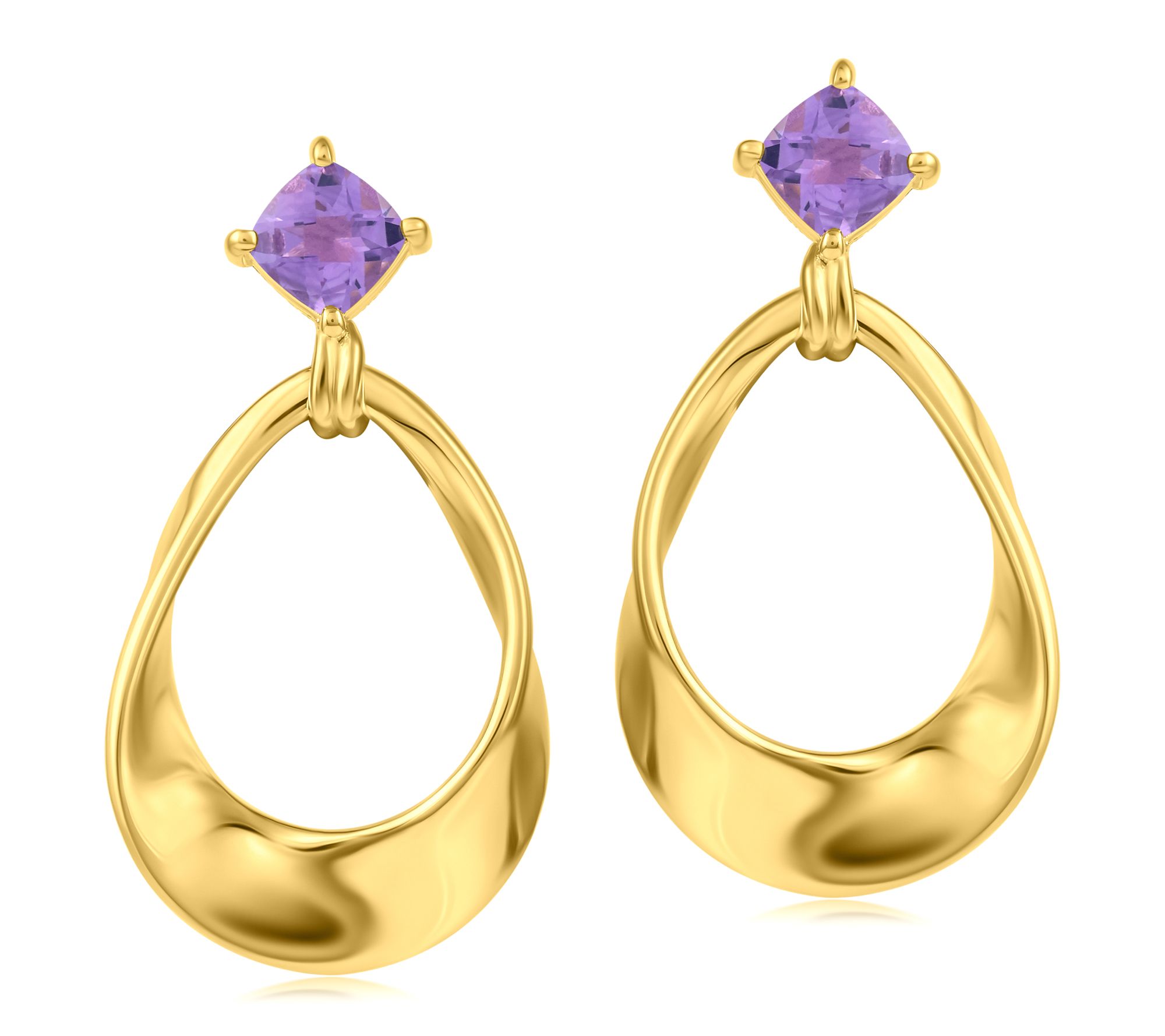 Christian James 14K Gold Clad Pear Gemstone Dangle Earrings