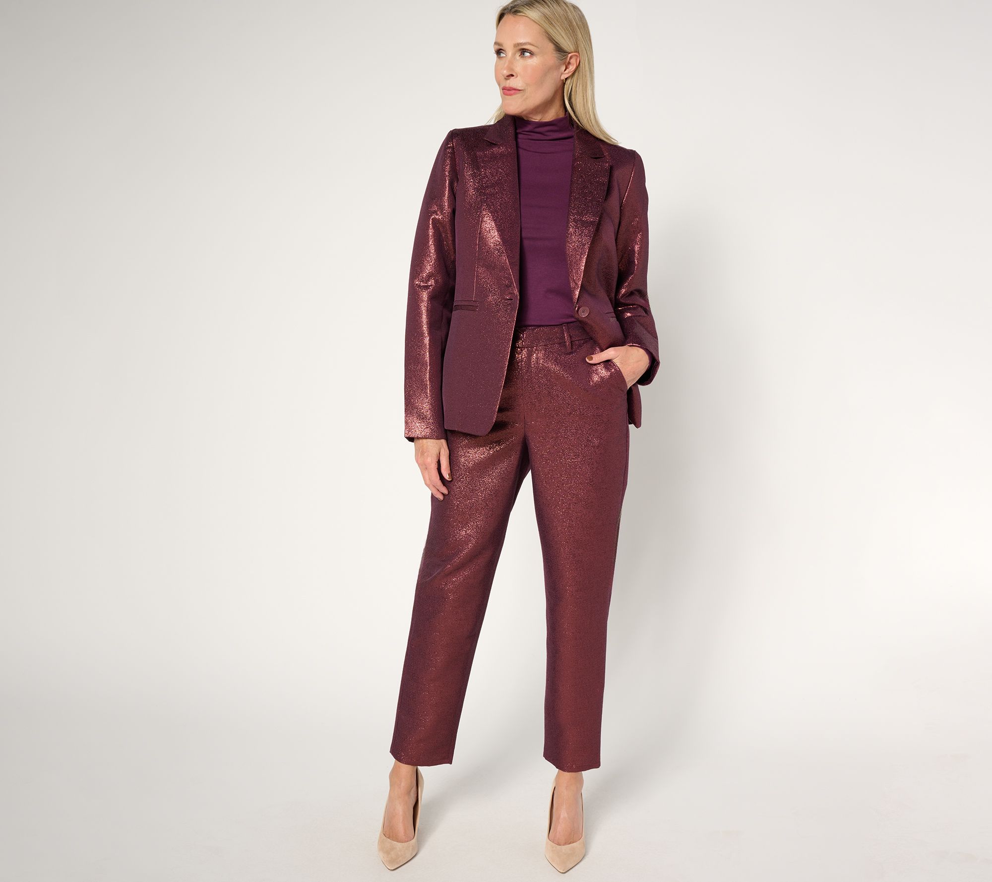 Joan Rivers Red Carpet Petite Metallic Shimmer Blazer