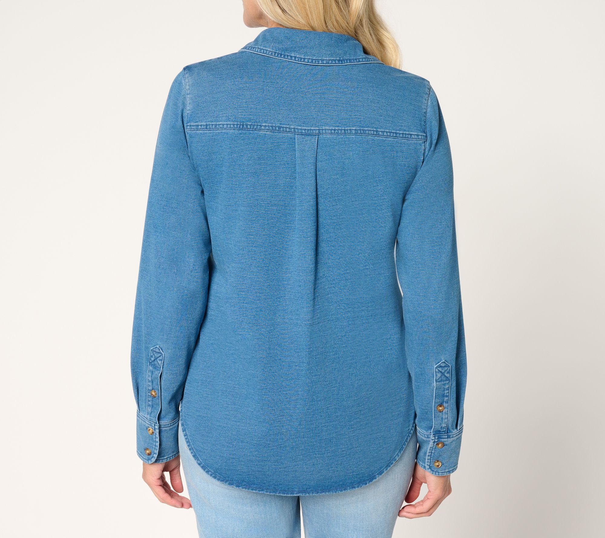 Ree by The Pioneer Woman Knit Denim Button Front Shirt