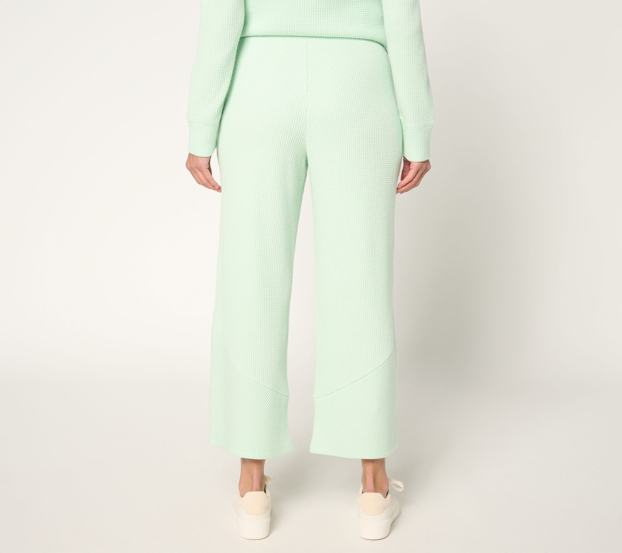 AnyBody Regular Brushed Waffle Asymmetrical Seam Wide Leg Pants