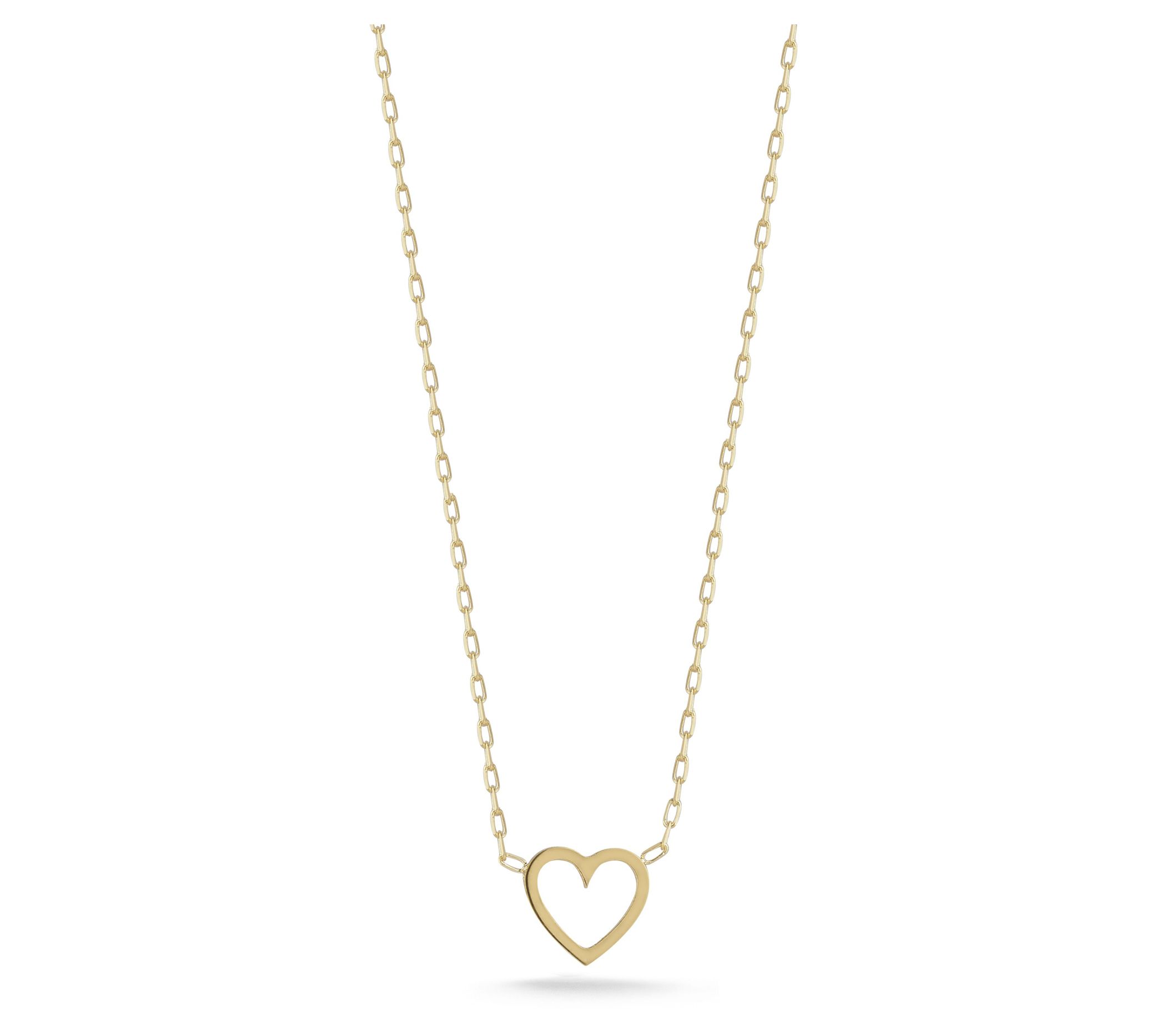 Italian Gold Dainty Open Work Heart Necklace, 14K