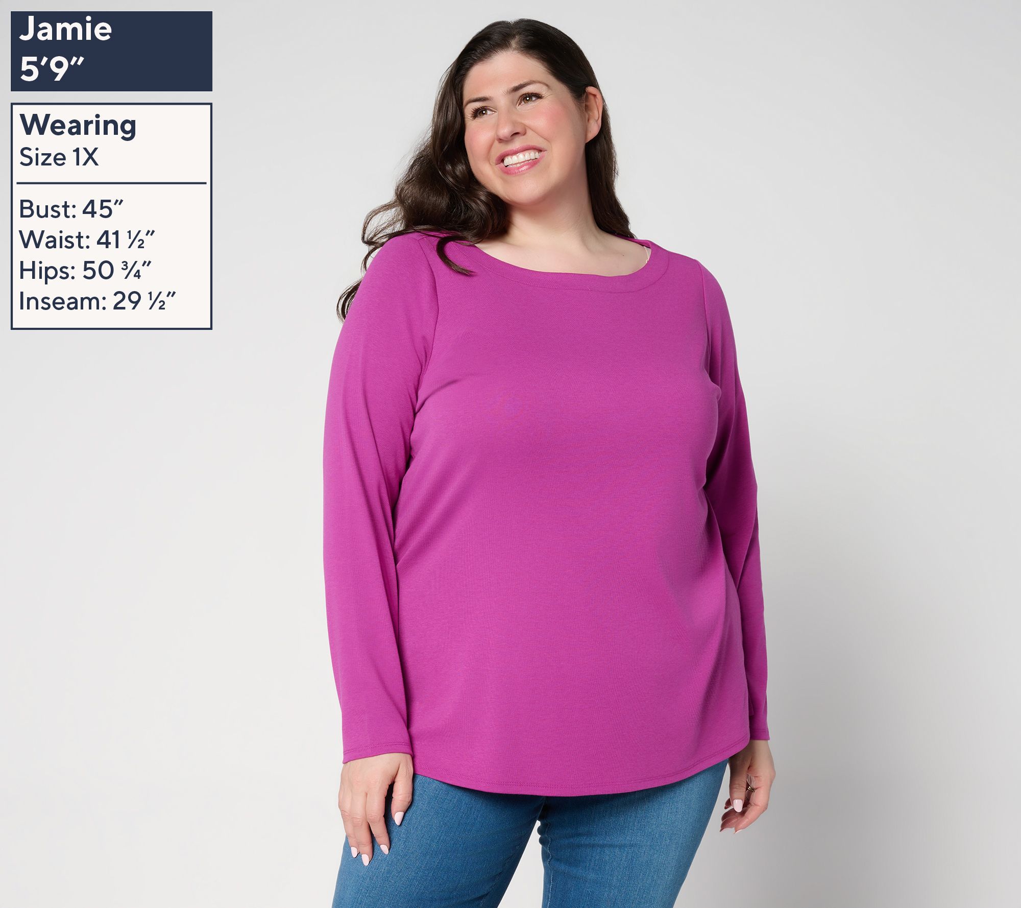 Belle by Kim Gravel TripleLuxe Knit Bateau Long Sleeve Top