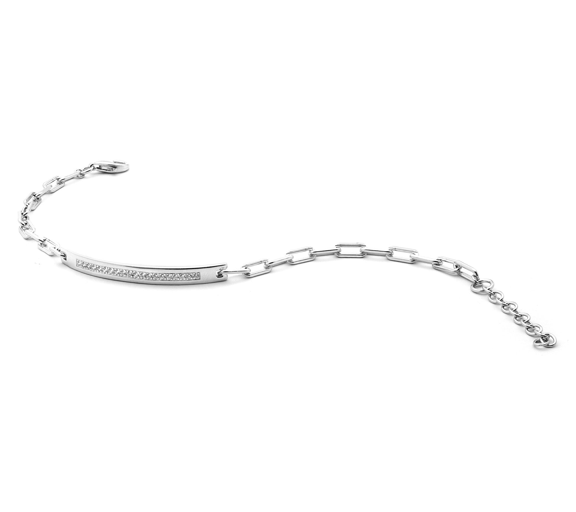 Diamonique 0.30 cttw Curved Bar Bracelet, Sterling Silver