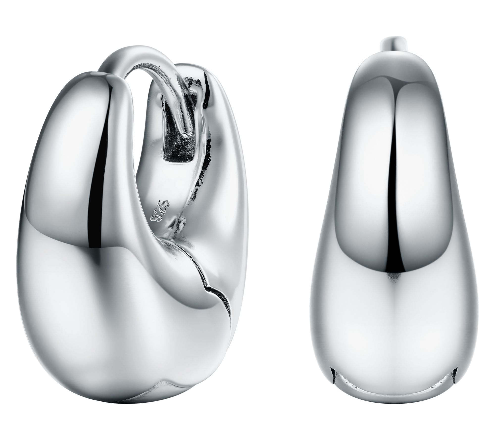 Silver Style Chunky Mini Huggie Hoop Earrings,Sterling