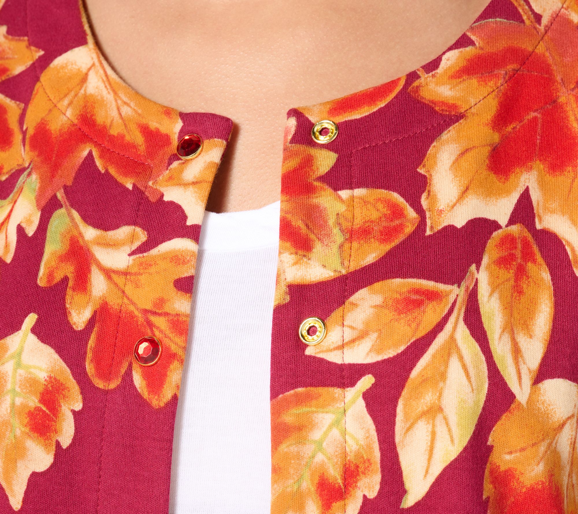 Quacker Factory Fall is in the Air Long Sleeve Printed Cardigan