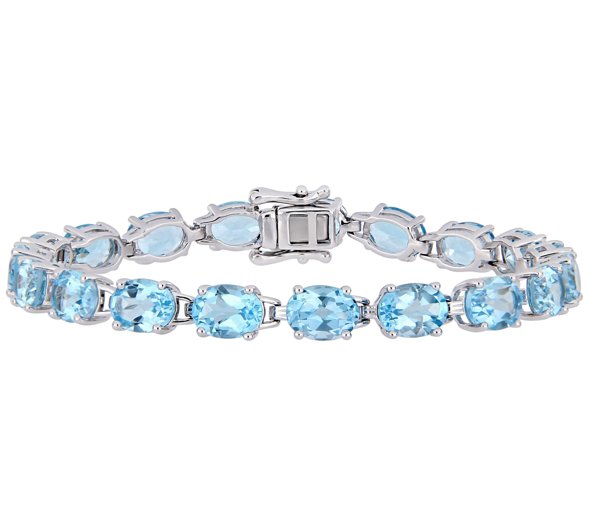Sterling Silver 28.50 cttw Blue Topaz Tennis Bracelet