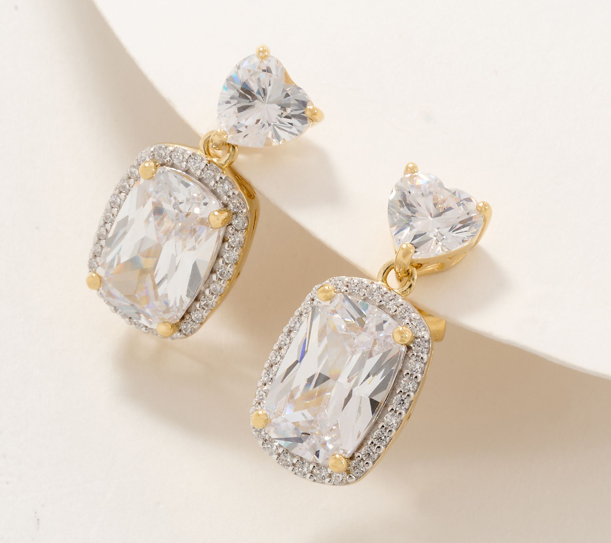 Diamonique x Jennifer Miller Cushion Drop Earrings, Sterling Silver