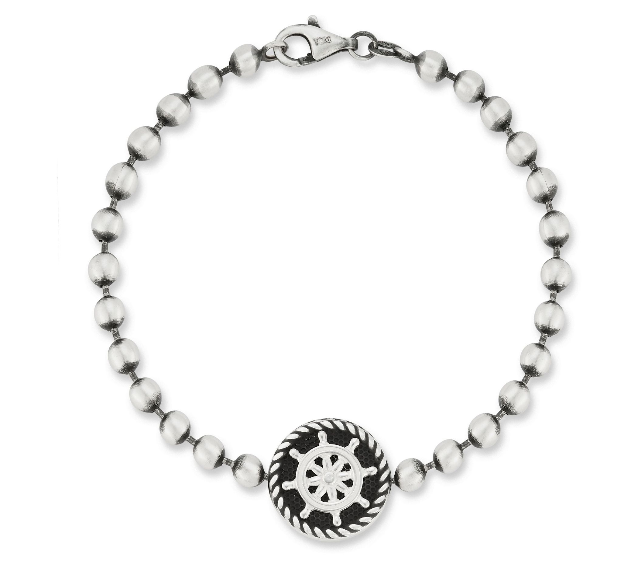 Yield of Men Sterling Round Nautical Ball ChainBracelet