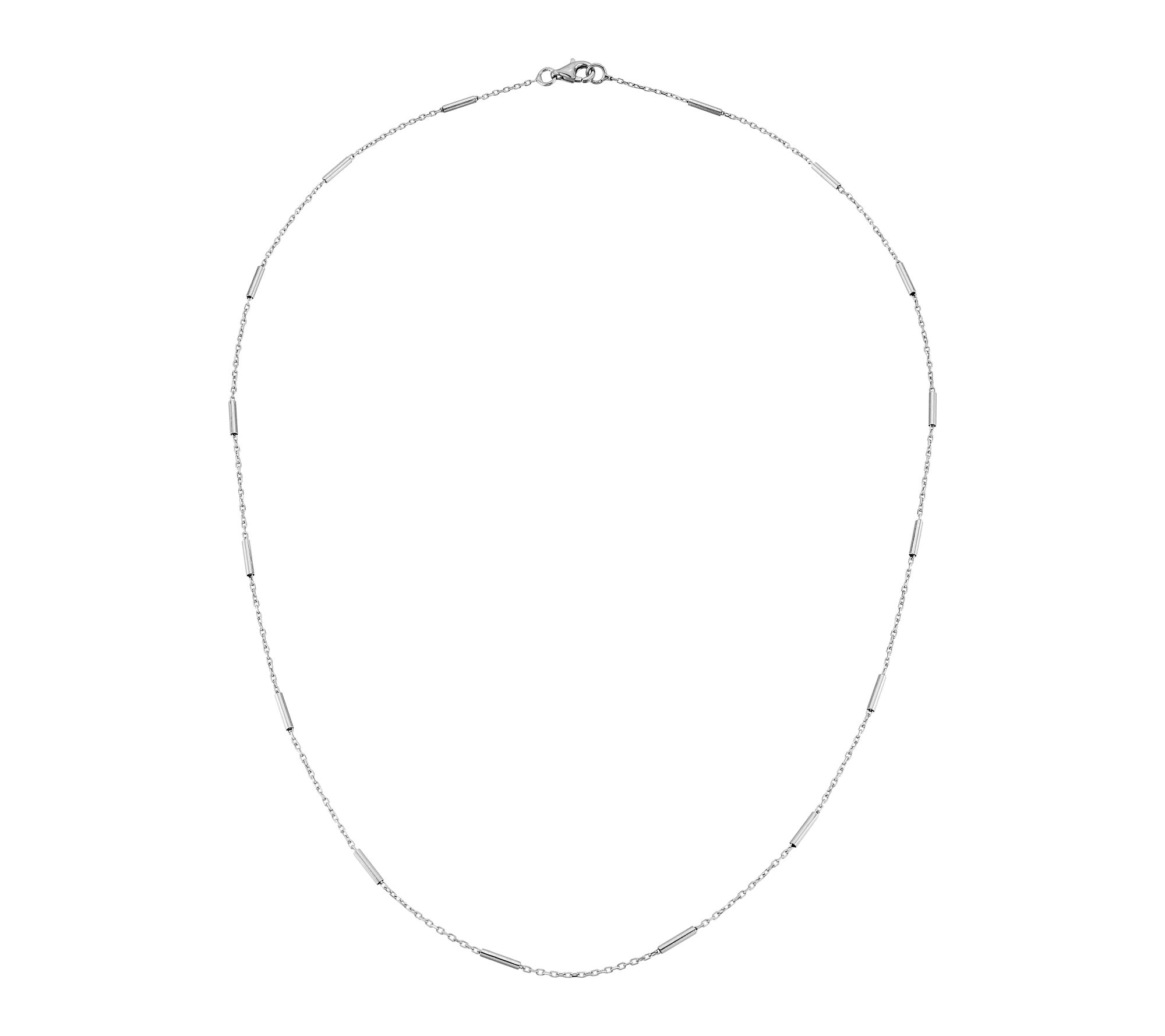 Silver Style 1.5mm Bar Station Cable Chain Necklace, Sterling