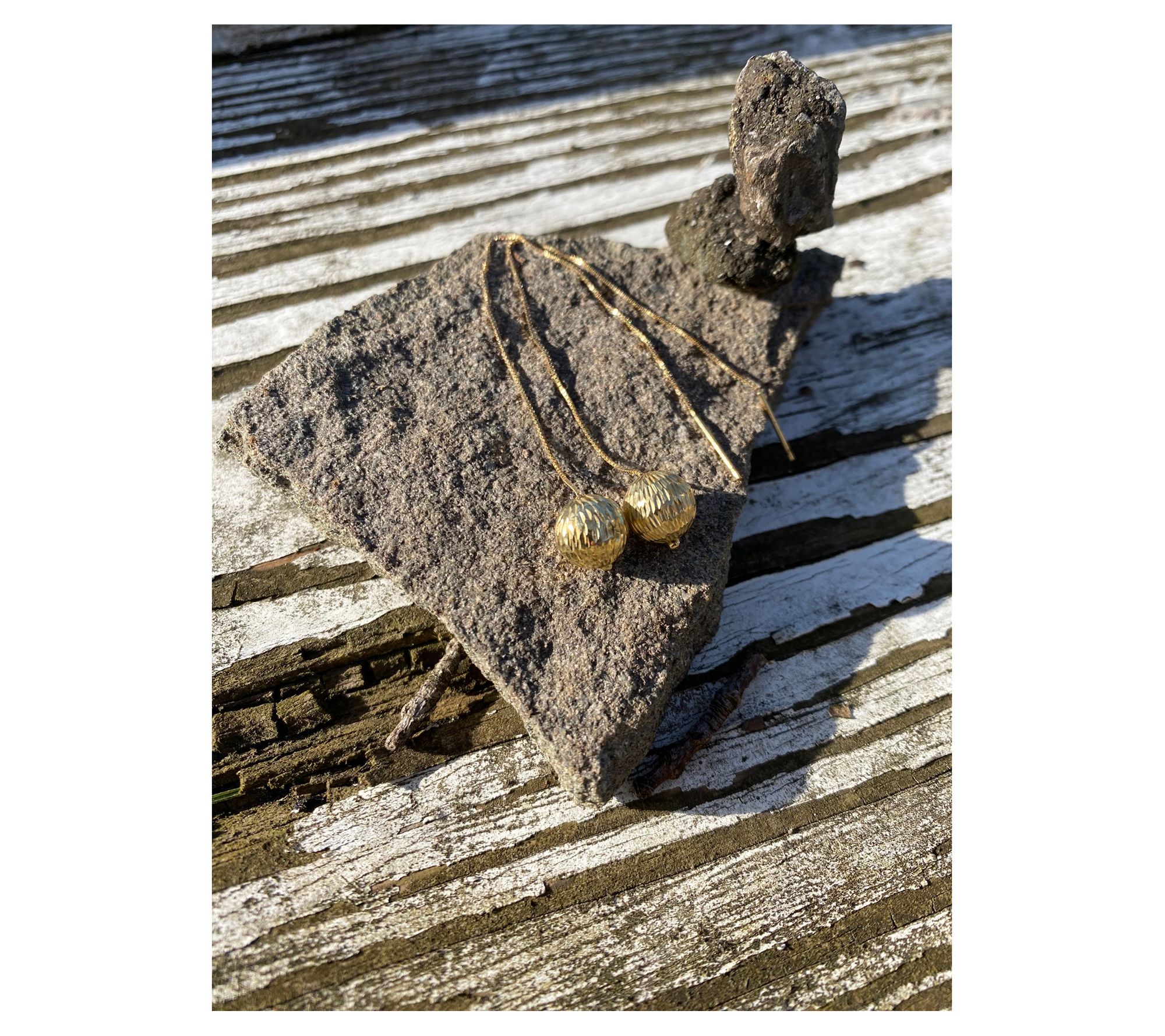 Alkeme 14K Gold Faceted Orb Threader Earrings