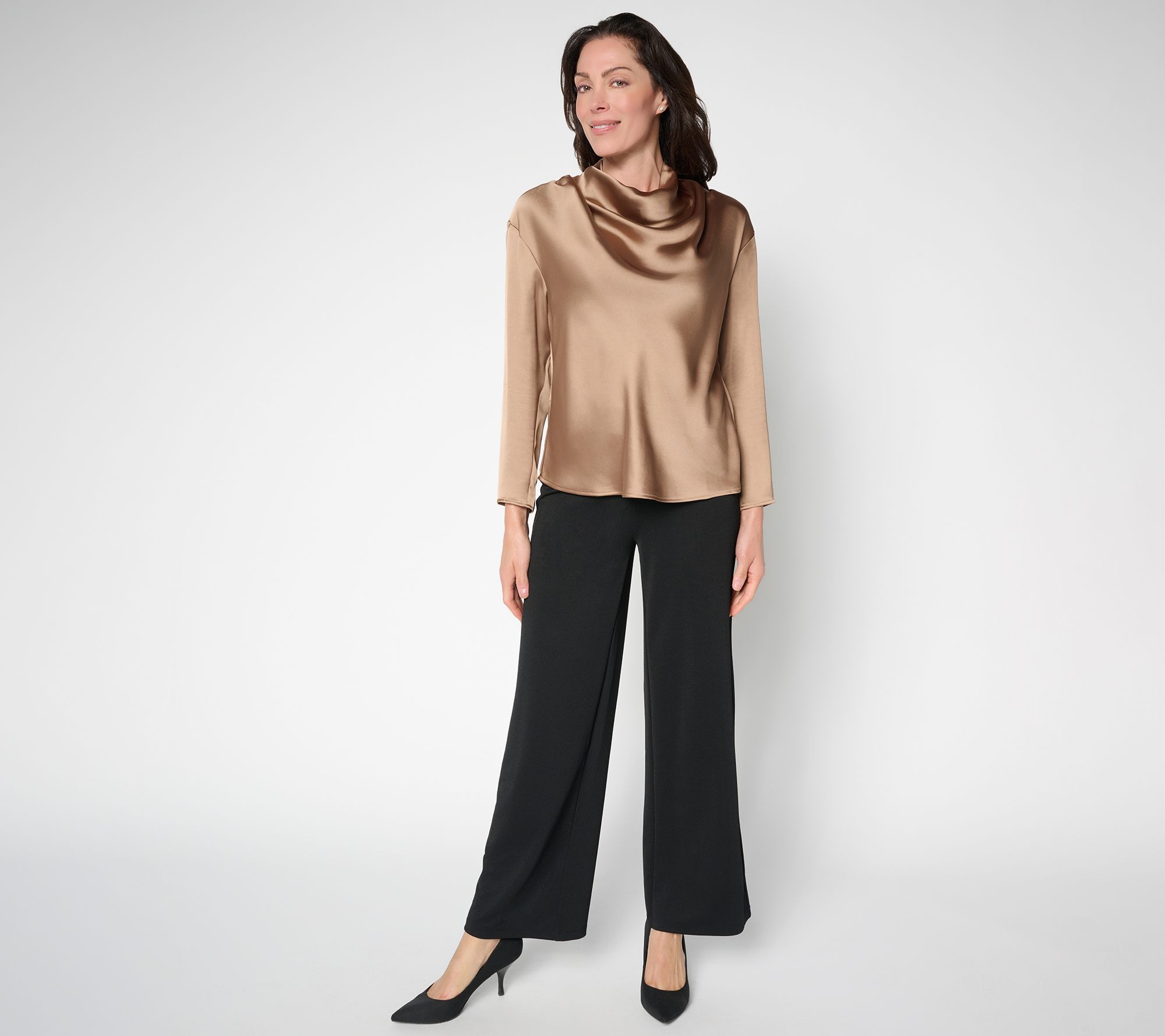 Me by Jennie Garth Rockefeller Cowl Neck Satin Blouse