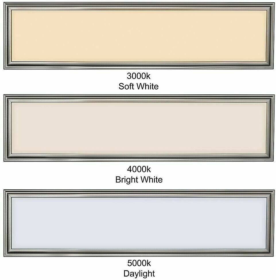 Hampton Bay 54325111 48 in. x 12 in. Low Profile Selectable LED Flush Mount Ceiling Flat Panel Brushed Nickel Rectangle 4000 Lum