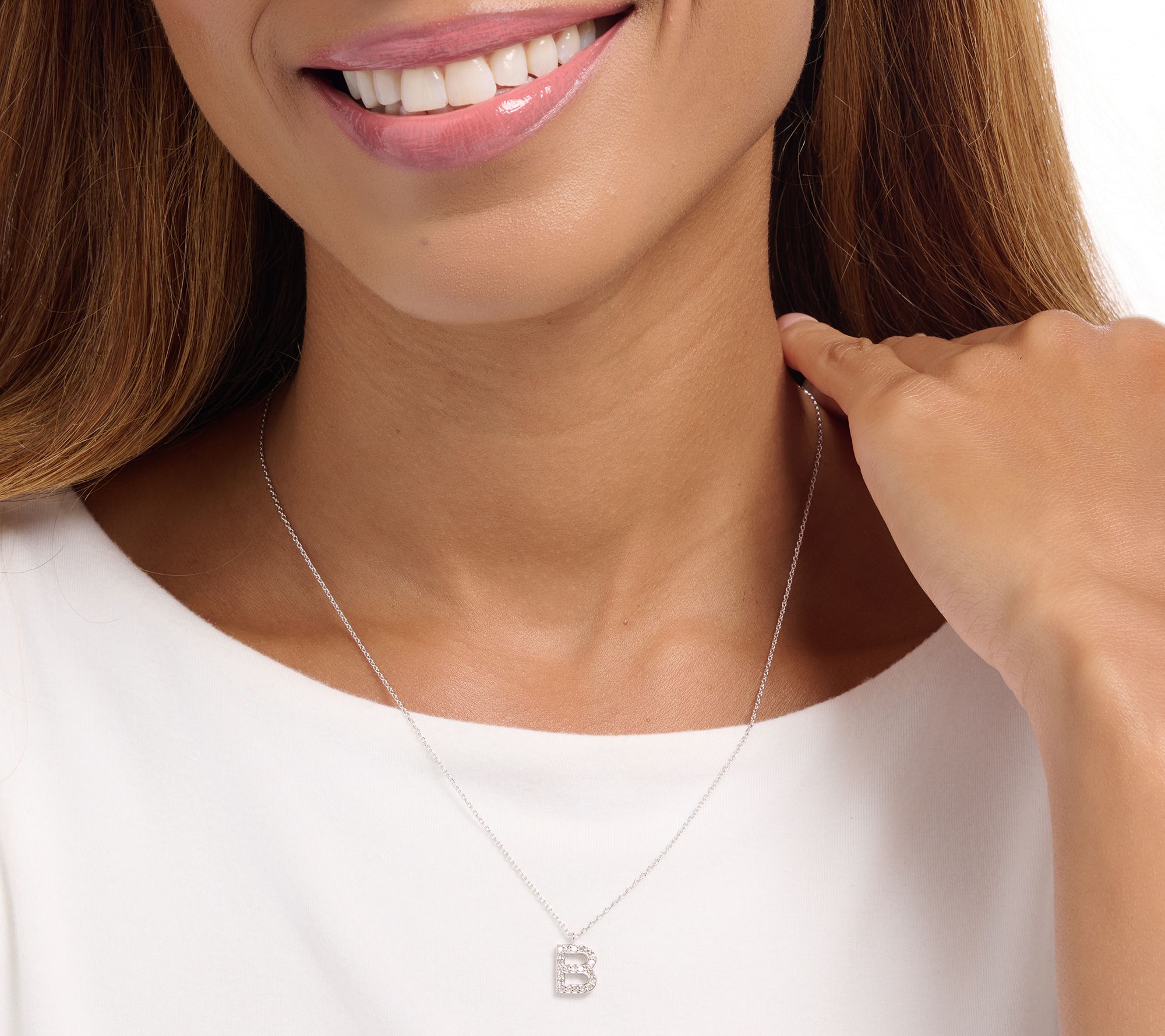 Accents by Affinity 0.11 cttw Initial Pendant Necklace, Sterl