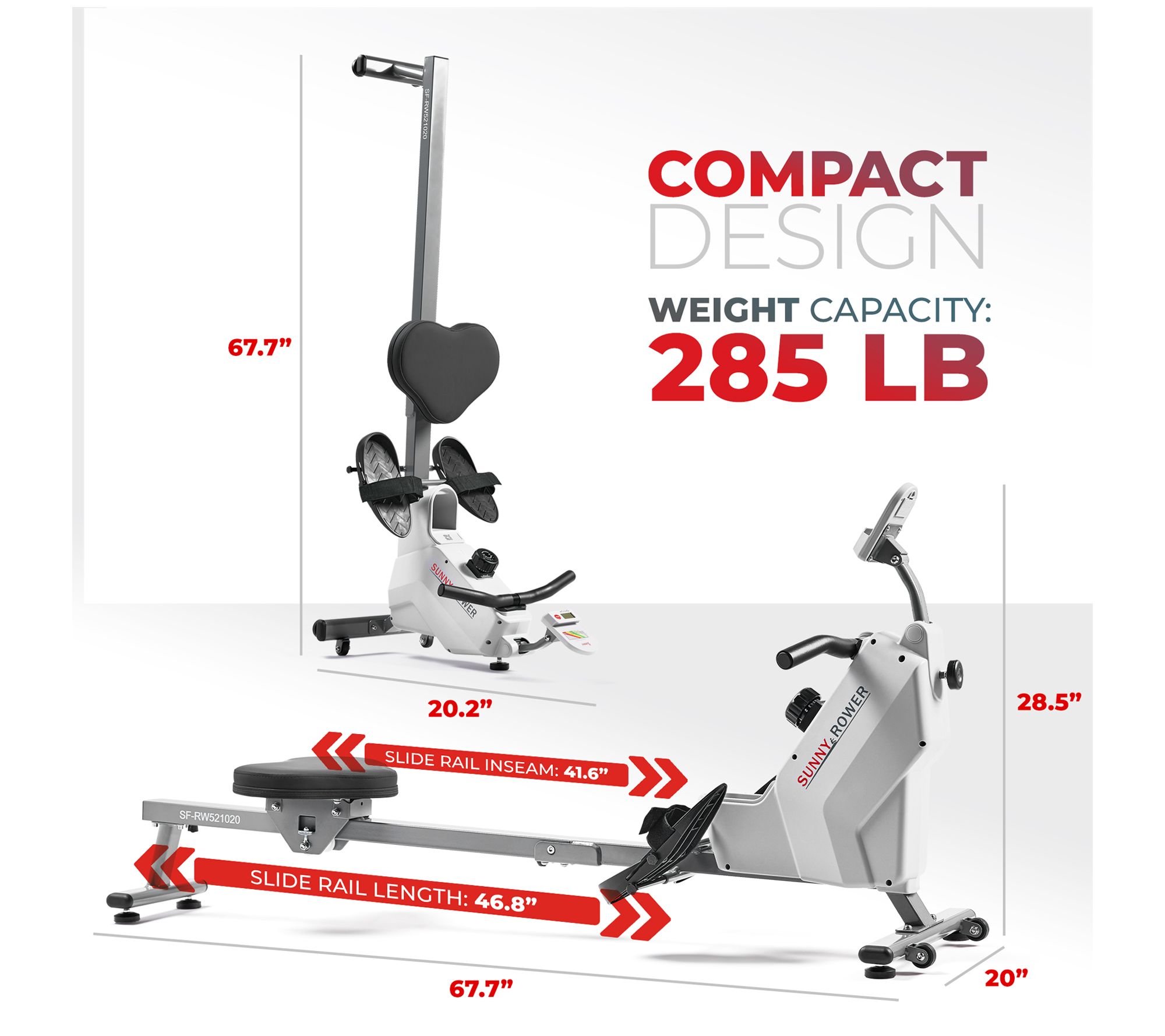 Sunny Health Fitness SMART Foldable Magnetic Rower