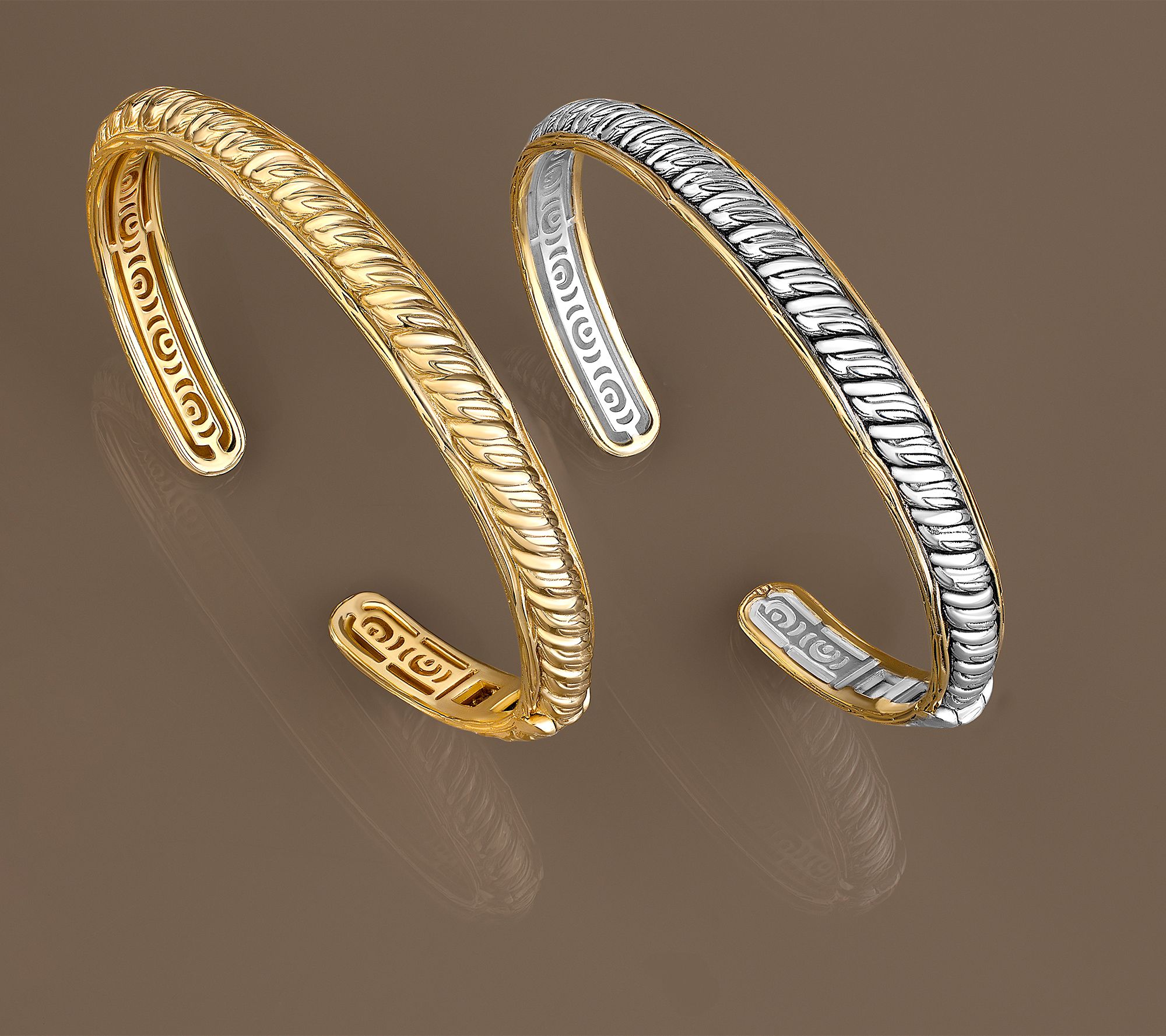 Christian James by Scott Grimes Two-Tone Ripple Cuff Bracelet 14.6g