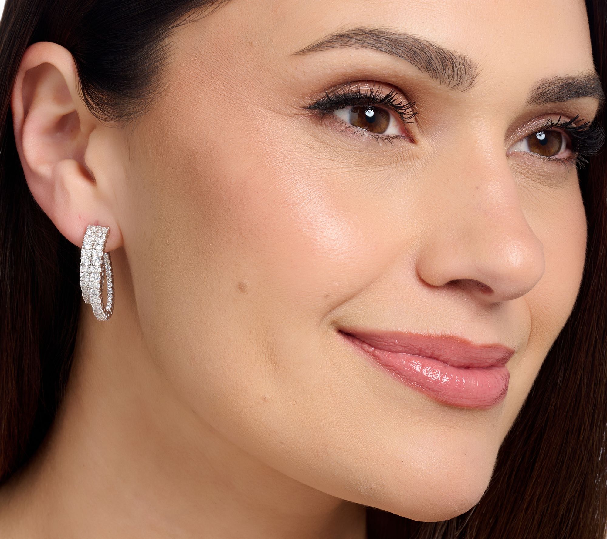 Diamonique x Jennifer Miller Double Oval Hoop Earrings, Sterling Silver