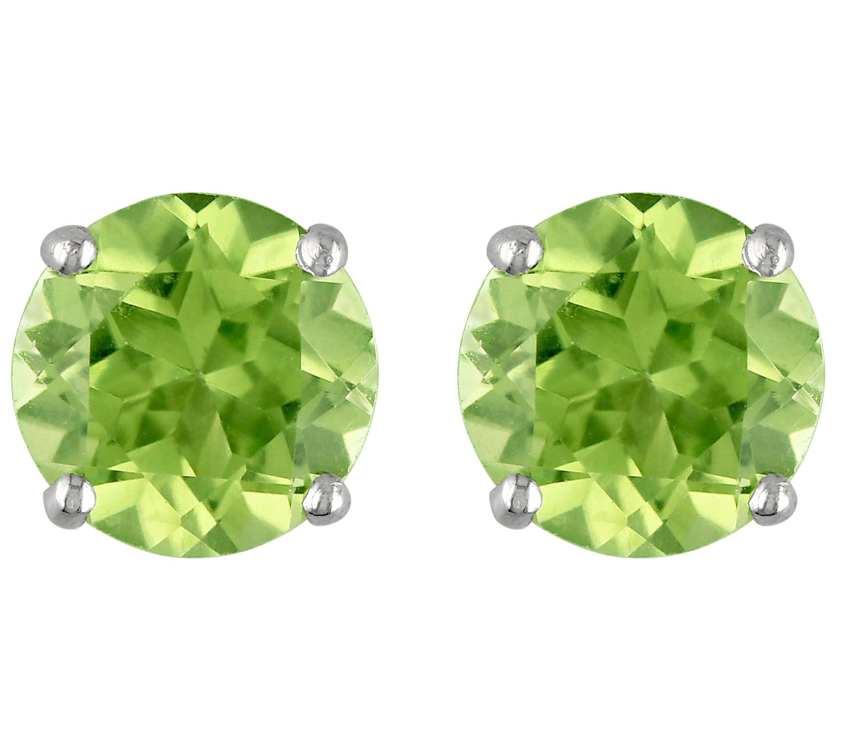 1.10 cttw Peridot Stud Earrings, 14K White Gold