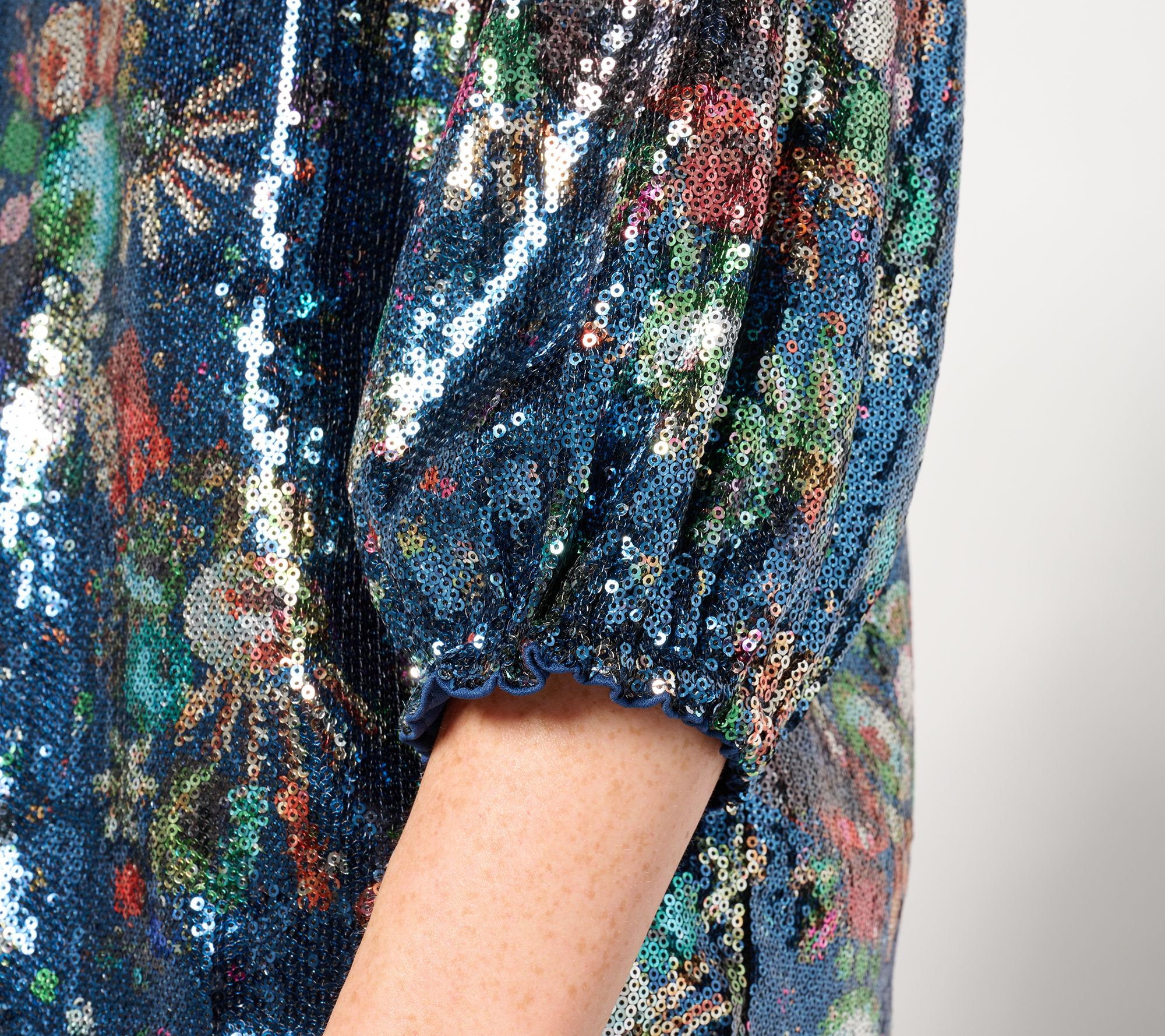 nicole by Nicole Miller Sequin 3/4-Balloon Sleeve Top