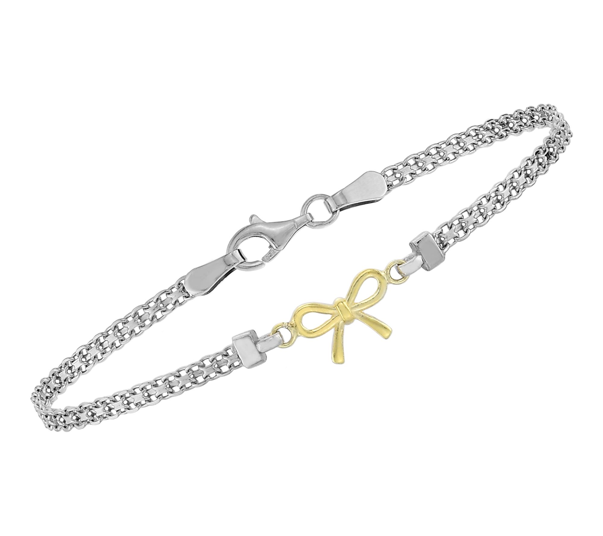 Silver Style Two-Tone Bow Bismark Bracelet, Sterling