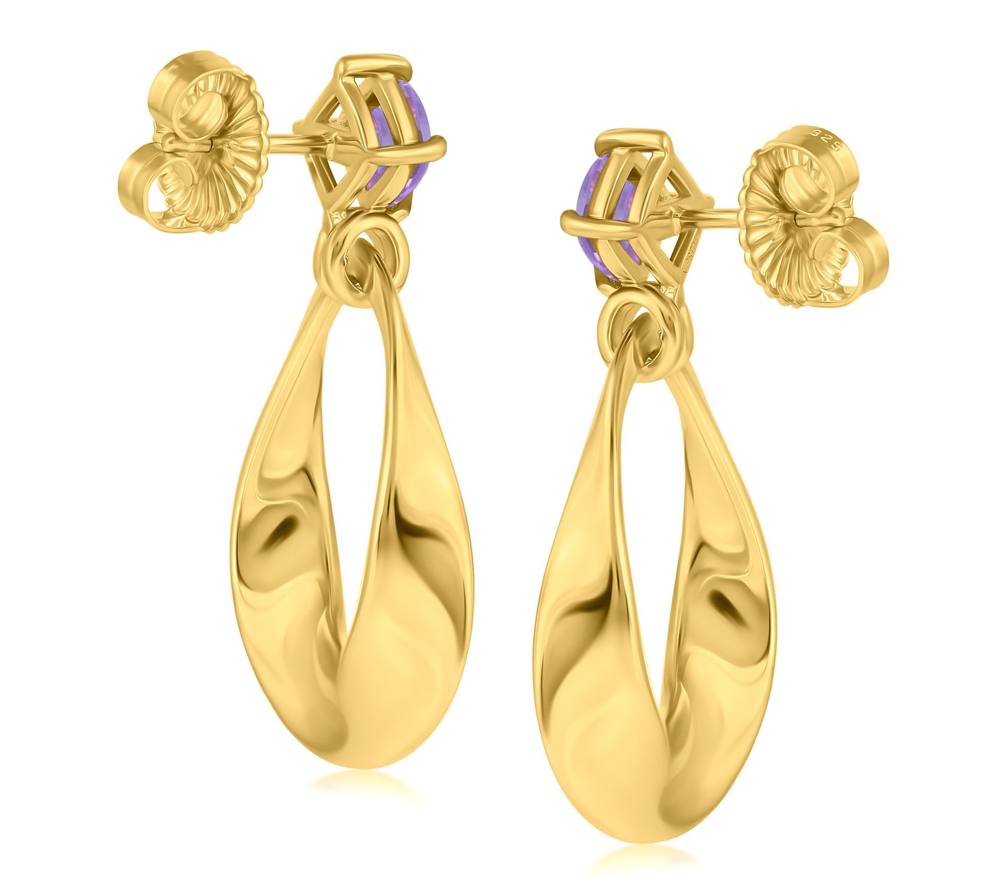 Christian James 14K Gold Clad Pear Gemstone Dangle Earrings