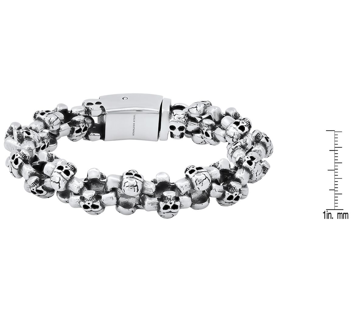 Steel by Design Men's Skull Cluster Men's Bracelet