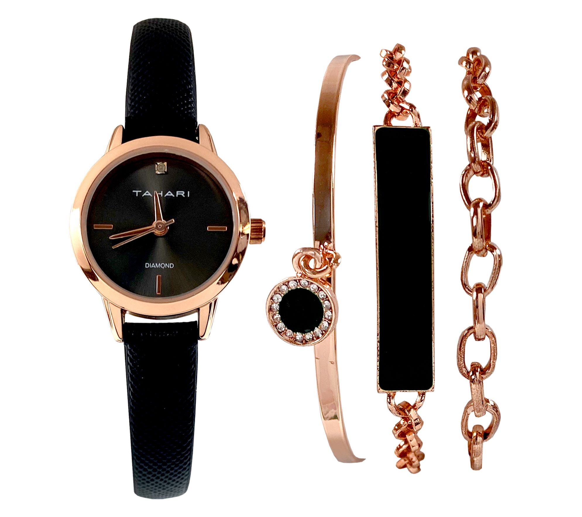 Tahari Women's Rosetone 4 Piece Bracelet & Watch Set