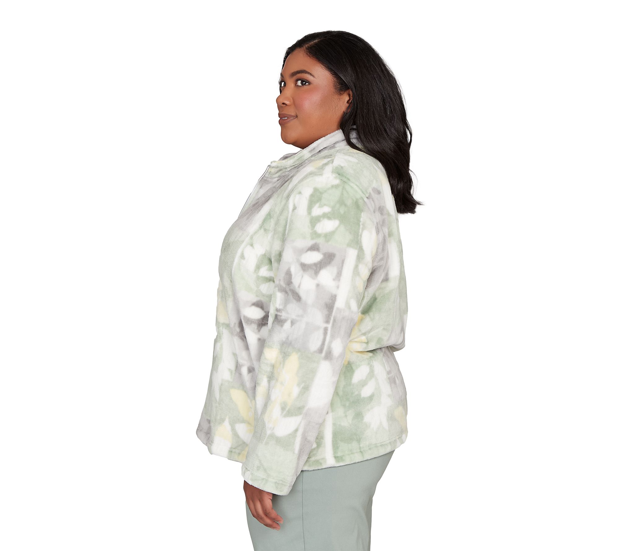 Alfred Dunner Leaf Patchwork Cozy Knit Jacket