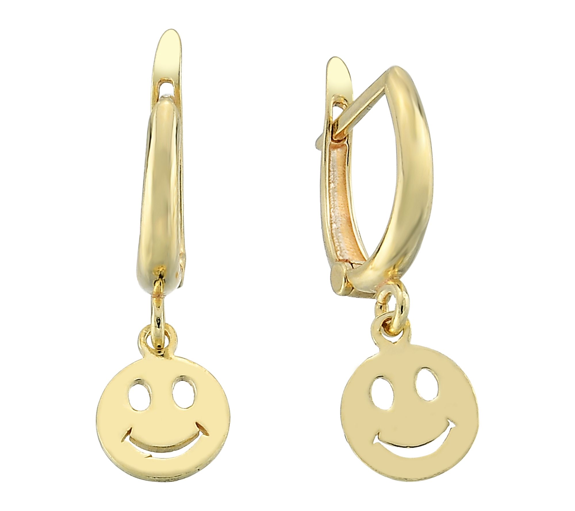 Silver Style Smiley Face Huggie Hoop Drop Earrings, Sterling