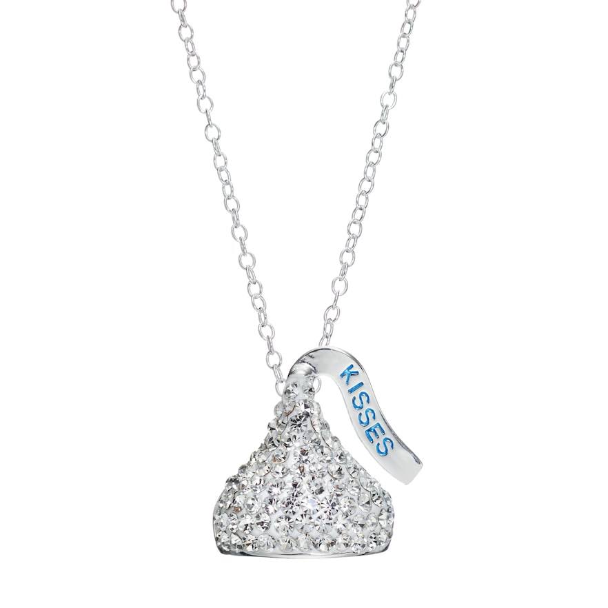 Sterling Silver Crystal Hershey&s Kiss Pendant Necklace