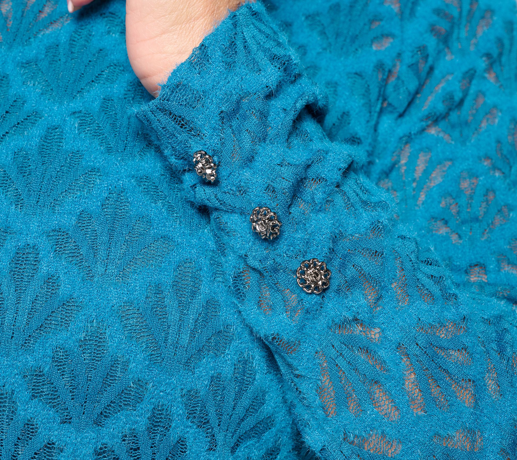 Susan Graver Knit Lace Crew Neck Long-Sleeve Top